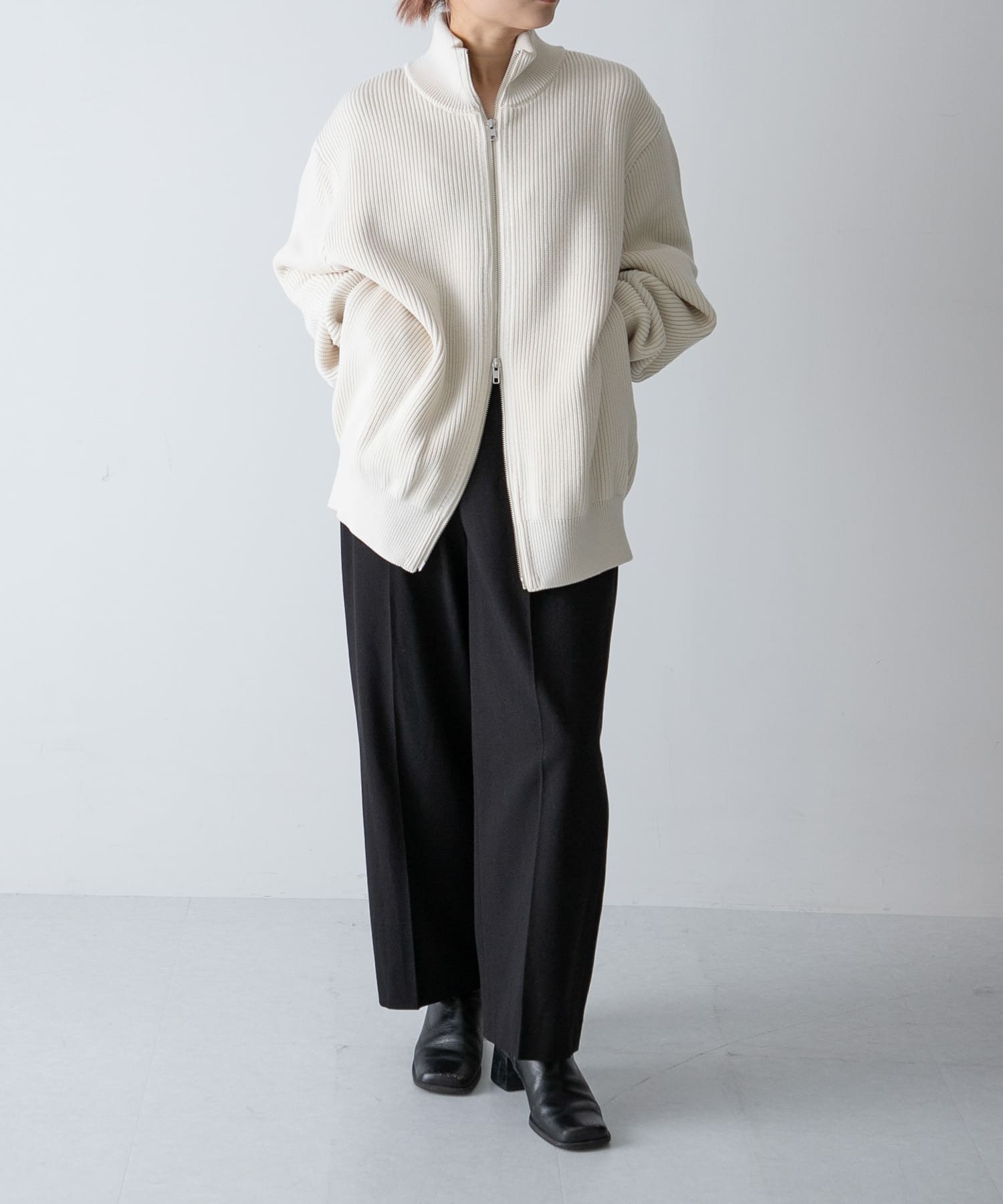 Yonetomi EX FINE WOOL RIB KNIT BLOUSON[Y95234015-BSM37]｜URBAN
