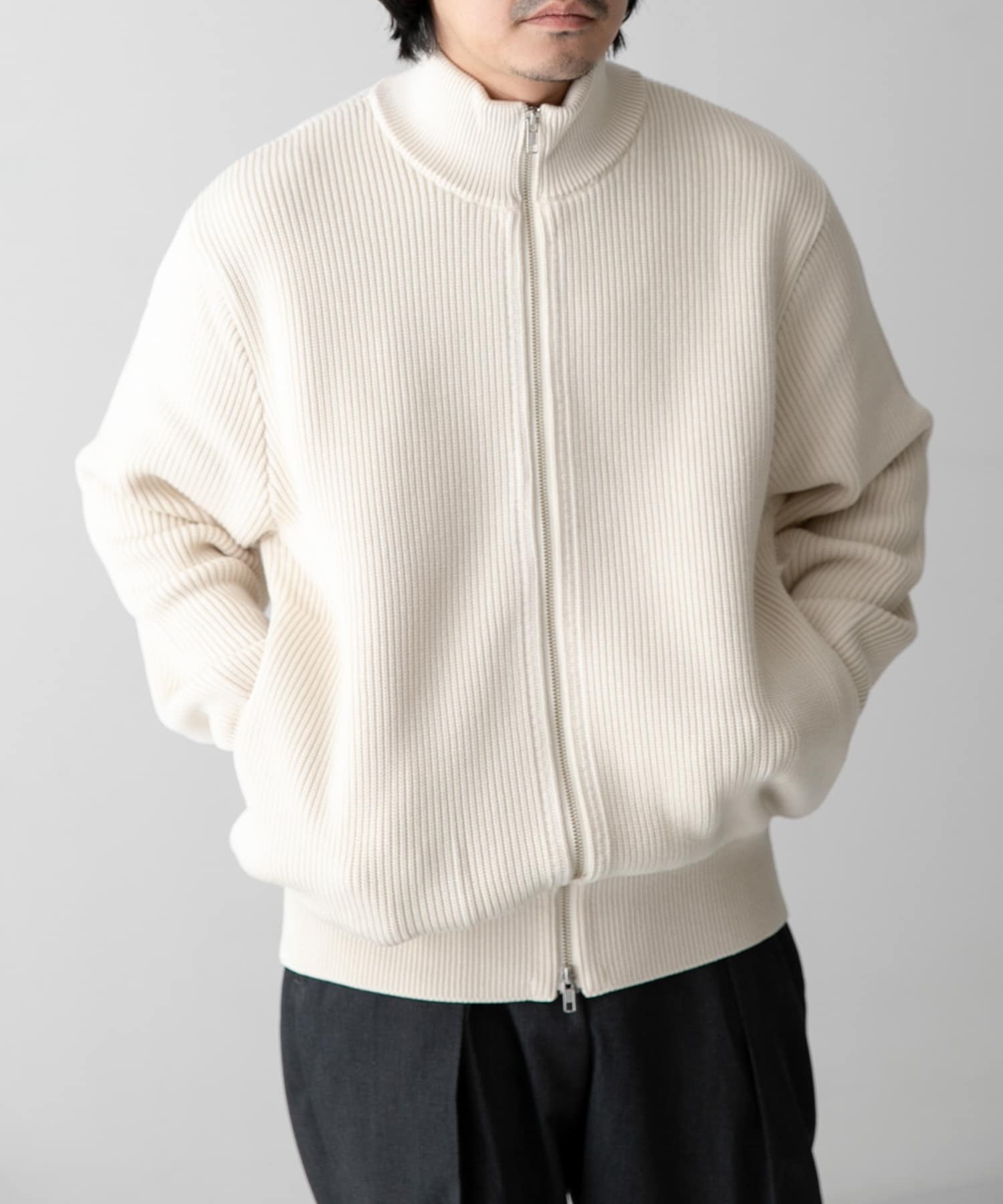 Yonetomi EX FINE WOOL RIB KNIT BLOUSON[Y95234015-BSM37]｜URBAN