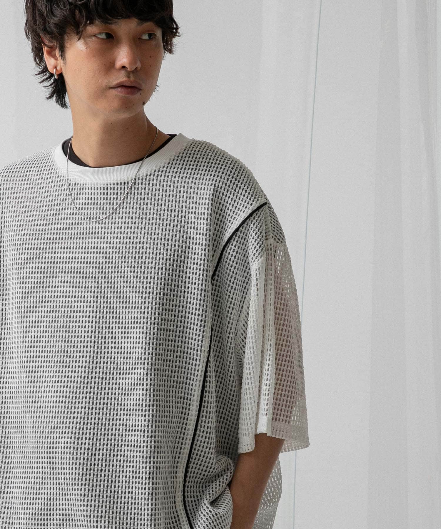 わたべ×SOP』ラインメッシュレイヤードTシャツ[AA45-11S147