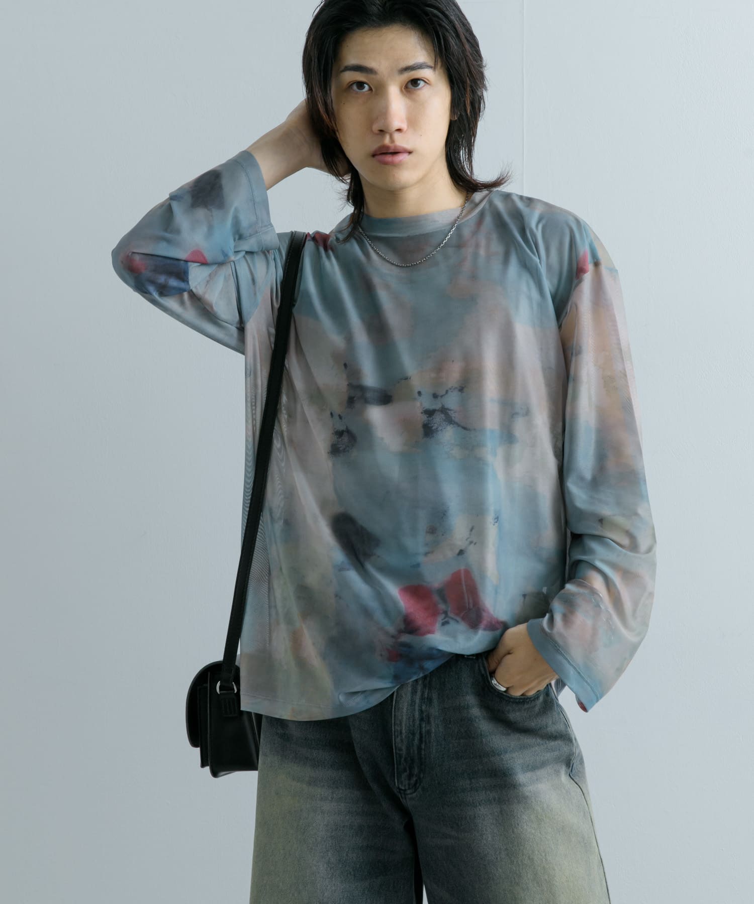 マーブルシアールーズロングTシャツ[AA45-11S158]｜URBAN
