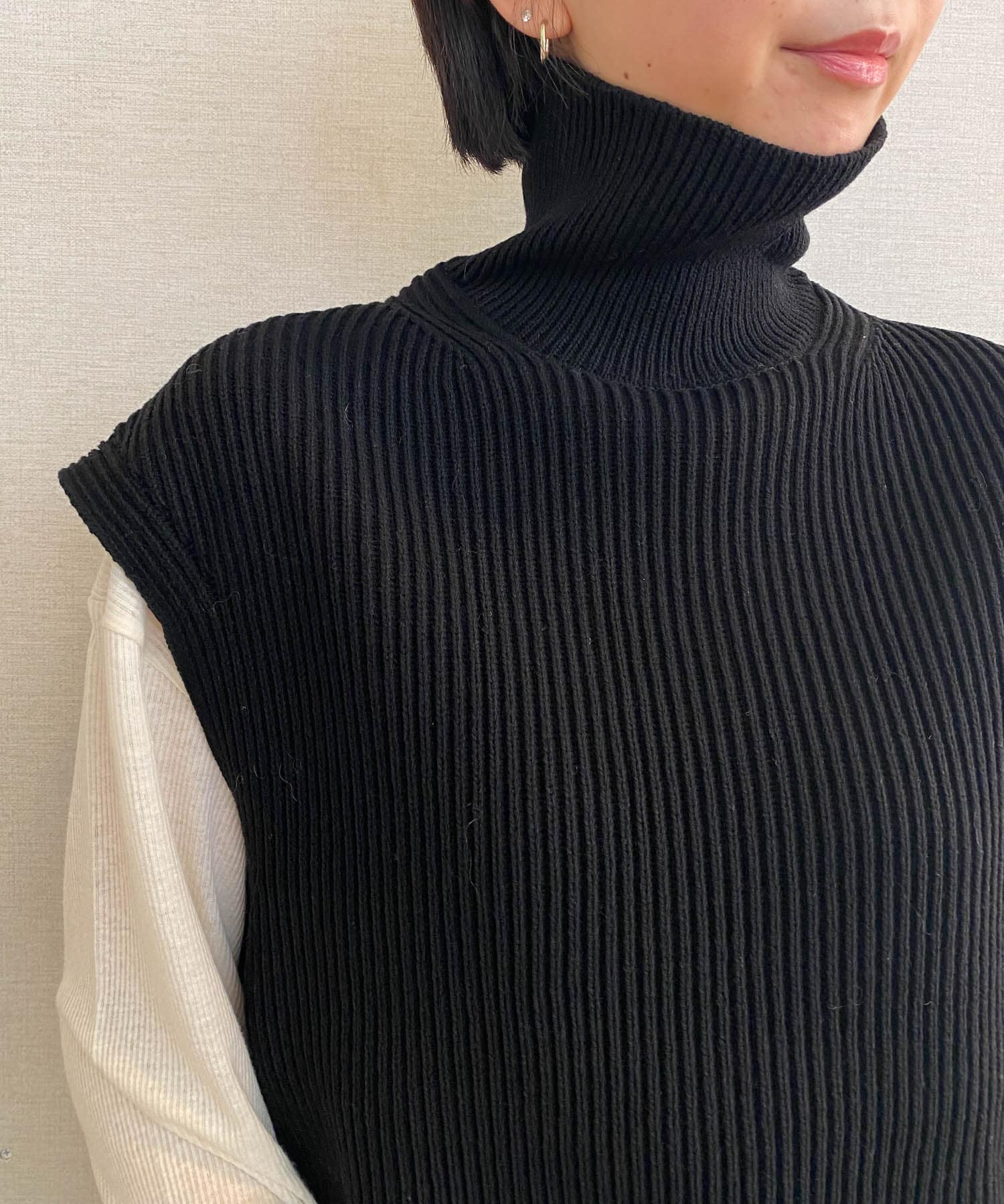 AURALEE WOOL RIB KNIT TURTLE NECK VEST[A21AV05RK-DW16]｜URBAN