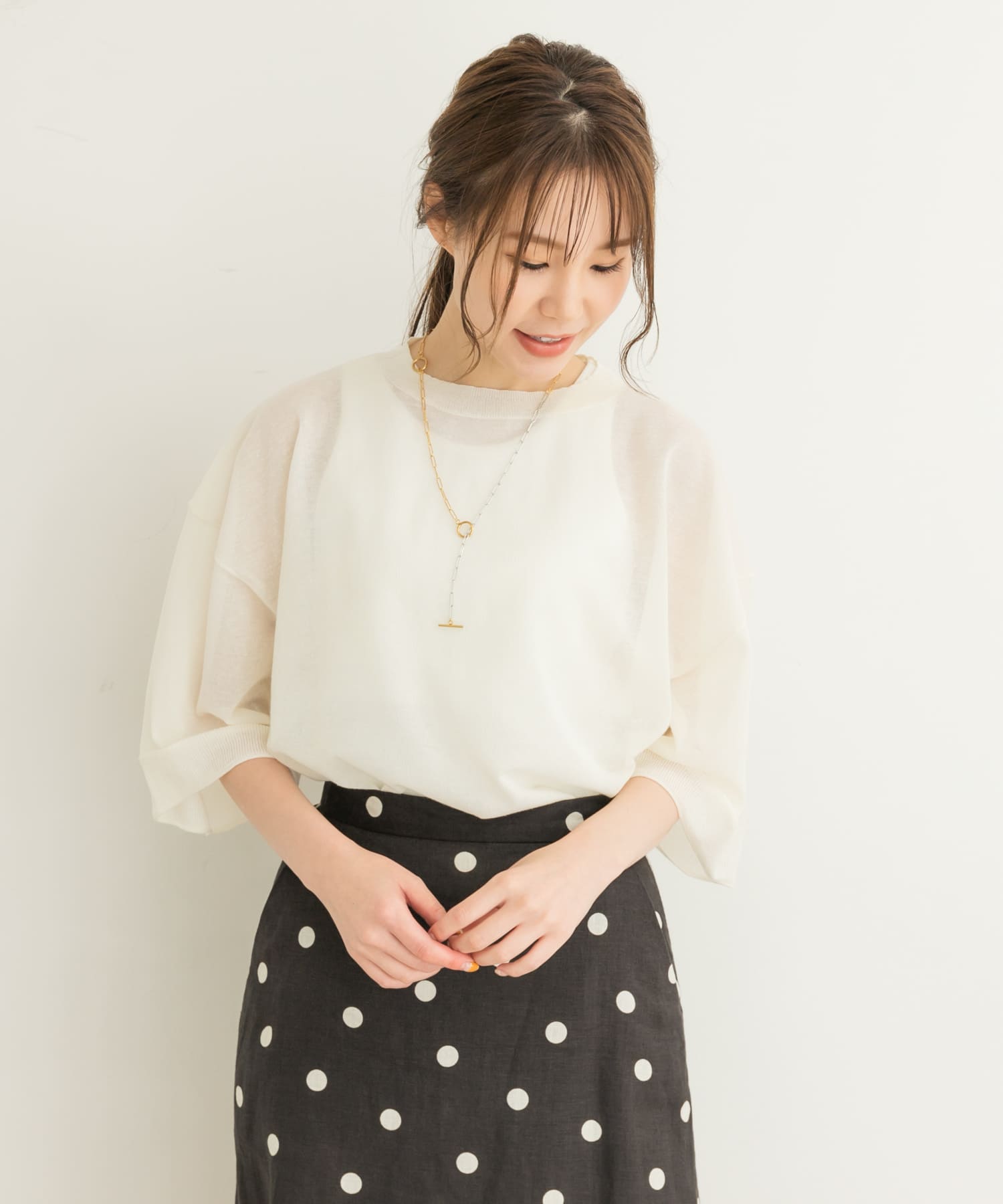 Audrey and John Wad CREW-NECK Big KNIT T-SHIRTS[H8746-UL24n