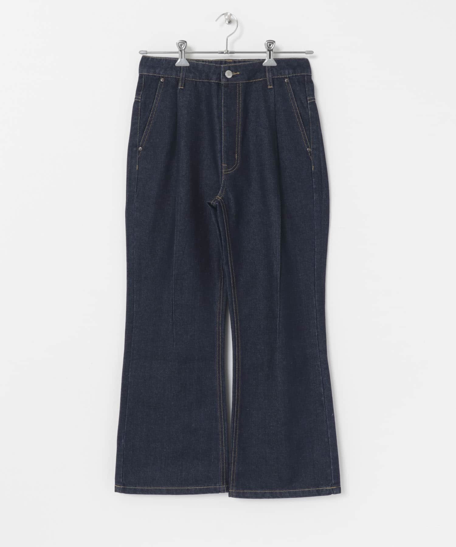 Couleur Meler sakasa tuck flare wide denim[EC27-14S008]｜URBAN