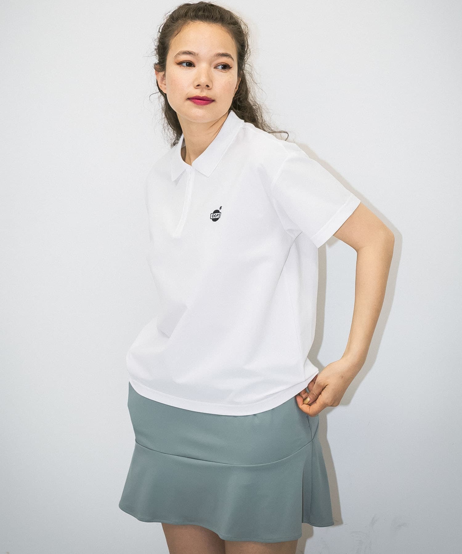 美品 希少 UNIQLO ハーフジップシャツ サイズM レディース JAL