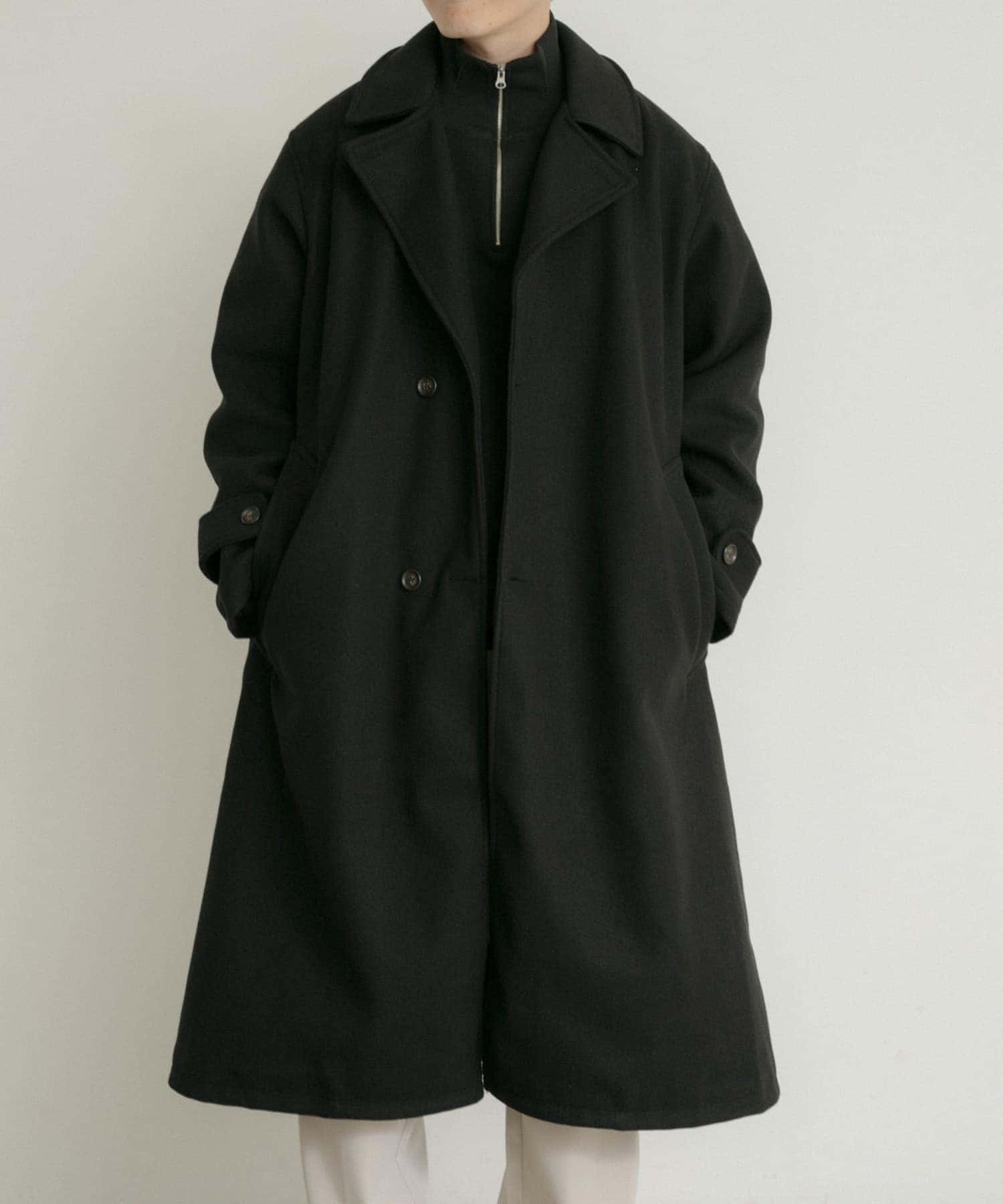 D'URBAN ダーバン アルパカ混起毛ブークレダブルブレストコート グレー L D'URBAN ダーバン アルパカ混起毛ブークレダブルブレストコート