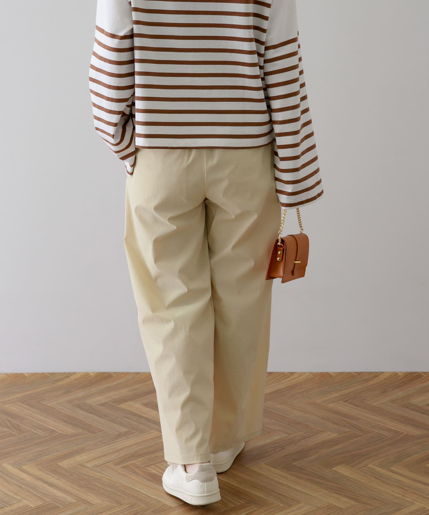 【エクリュ】ウエストシャーリングナイロンストレートパンツ