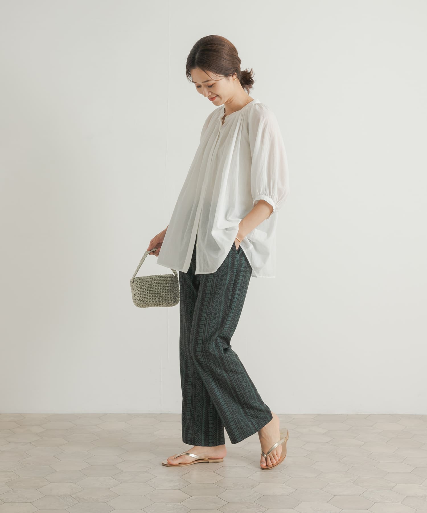 かぐれ（カグレ）の「リネンプリントイージーパンツ（その他パンツ）」 - WEAR