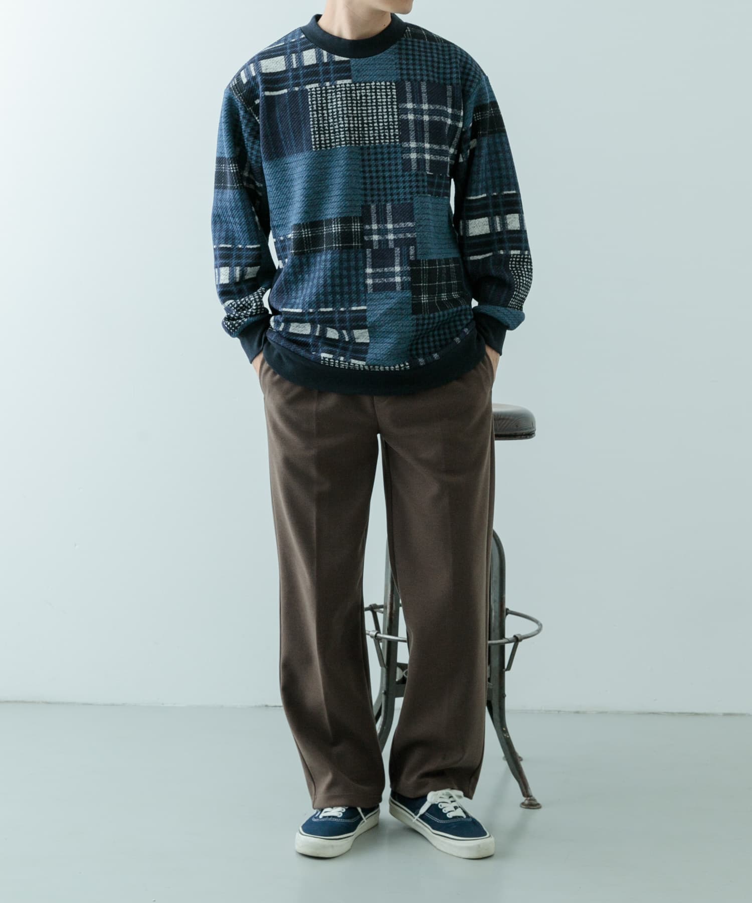 ニットフリース 総柄スウェット トップス[IT47-11B002]｜URBAN