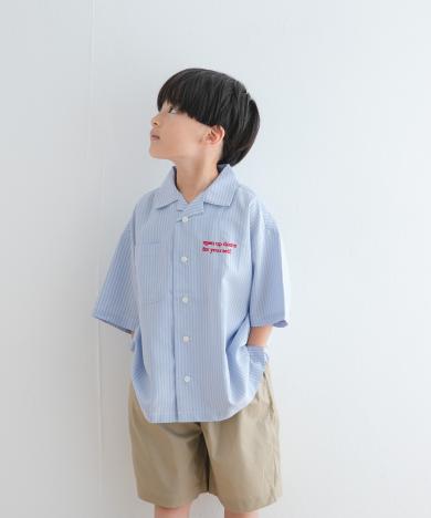 『WEB/一部店舗限定サイズ』ロゴ刺繍ストライプシャツ(KIDS)