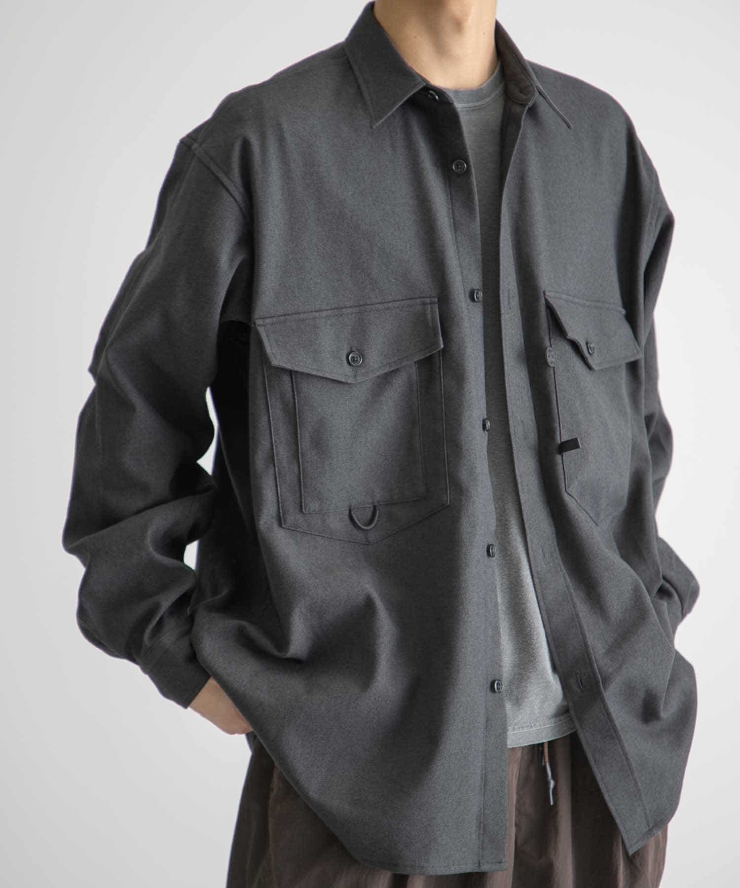 DAIWA PIER39】テックフランネルCPOシャツ チャコールグレー-