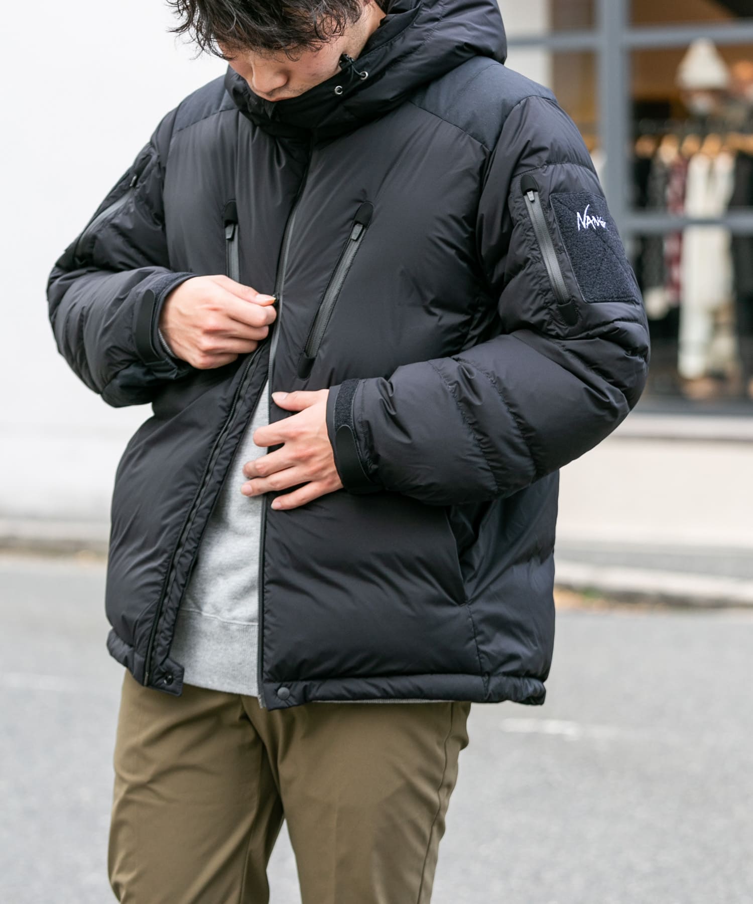 グレイ系,L【初回限定】 むらっく様専用 Nanga ナンガ×マニュアル 販売販売好調 NANGA ナンガ×マニュアルアルファベット ダウンジャケット 01 ダウンジャケット