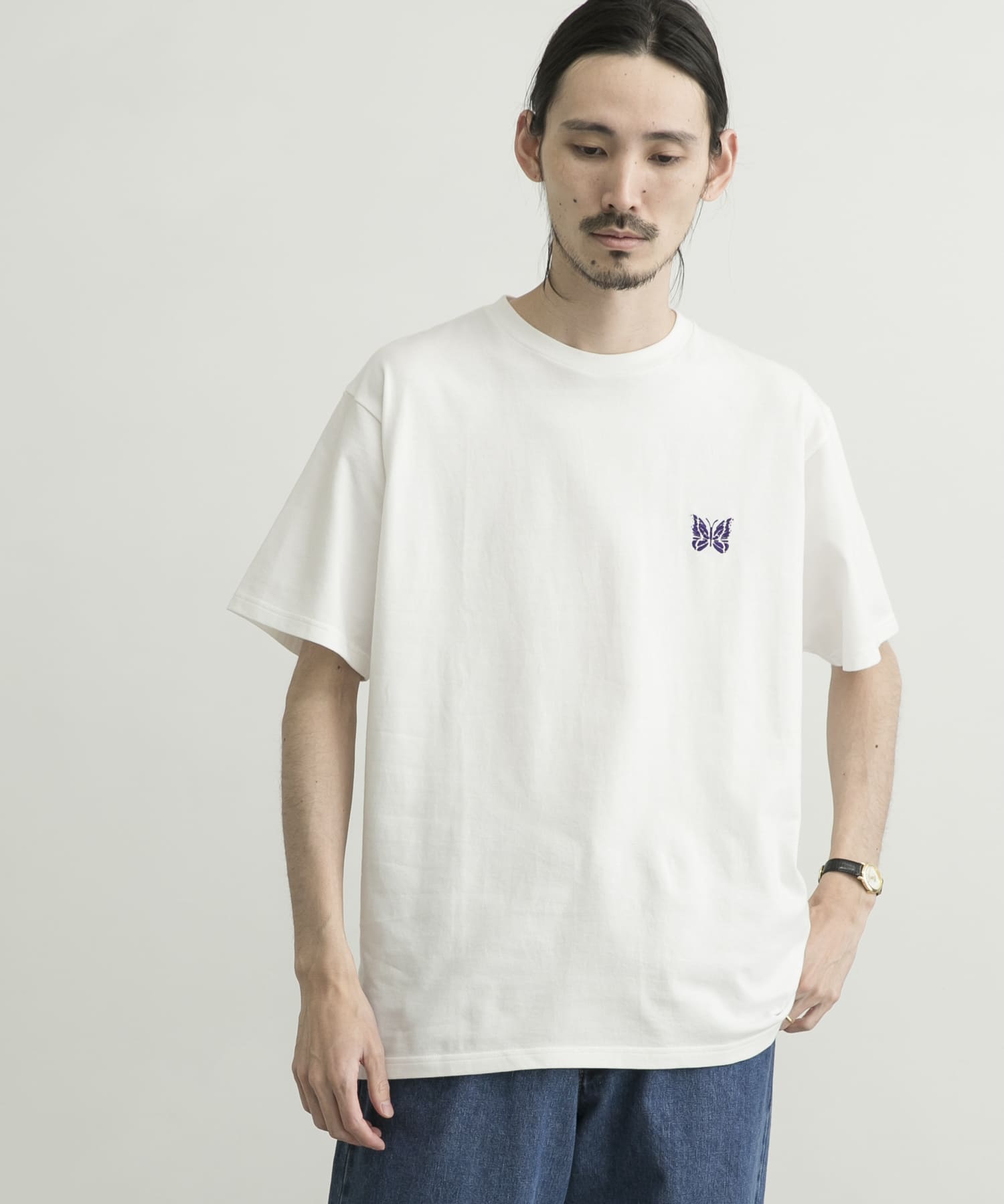 別注』Needles×UR Short-sleeve Crew Neck T-shirts[KP404-UM24 直営店から日本全国 新品 ニードルス tシャツ Tシャツ/カットソー(半袖/袖なし)