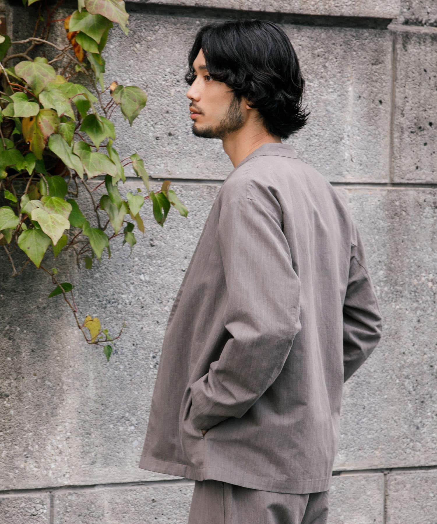 セットアップ対応』LINENノーカラージャケット[UR35-17B007]｜URBAN