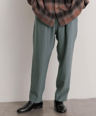ウールライクダブルタックテーパードパンツ