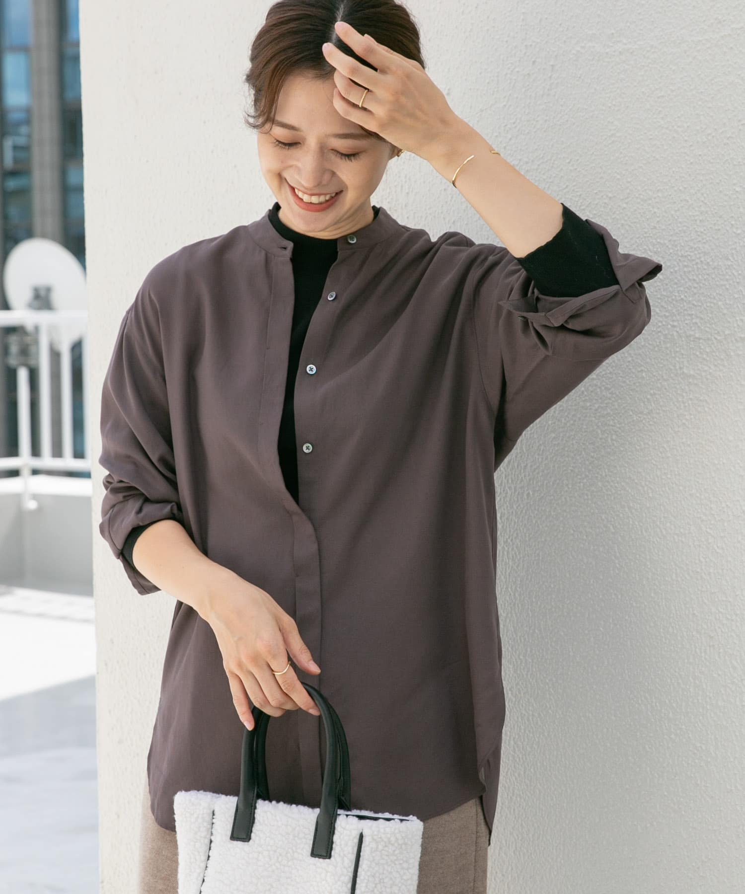 アーバンリサーチ doors ＊【未使用品】バンドカラーワイドシャツ