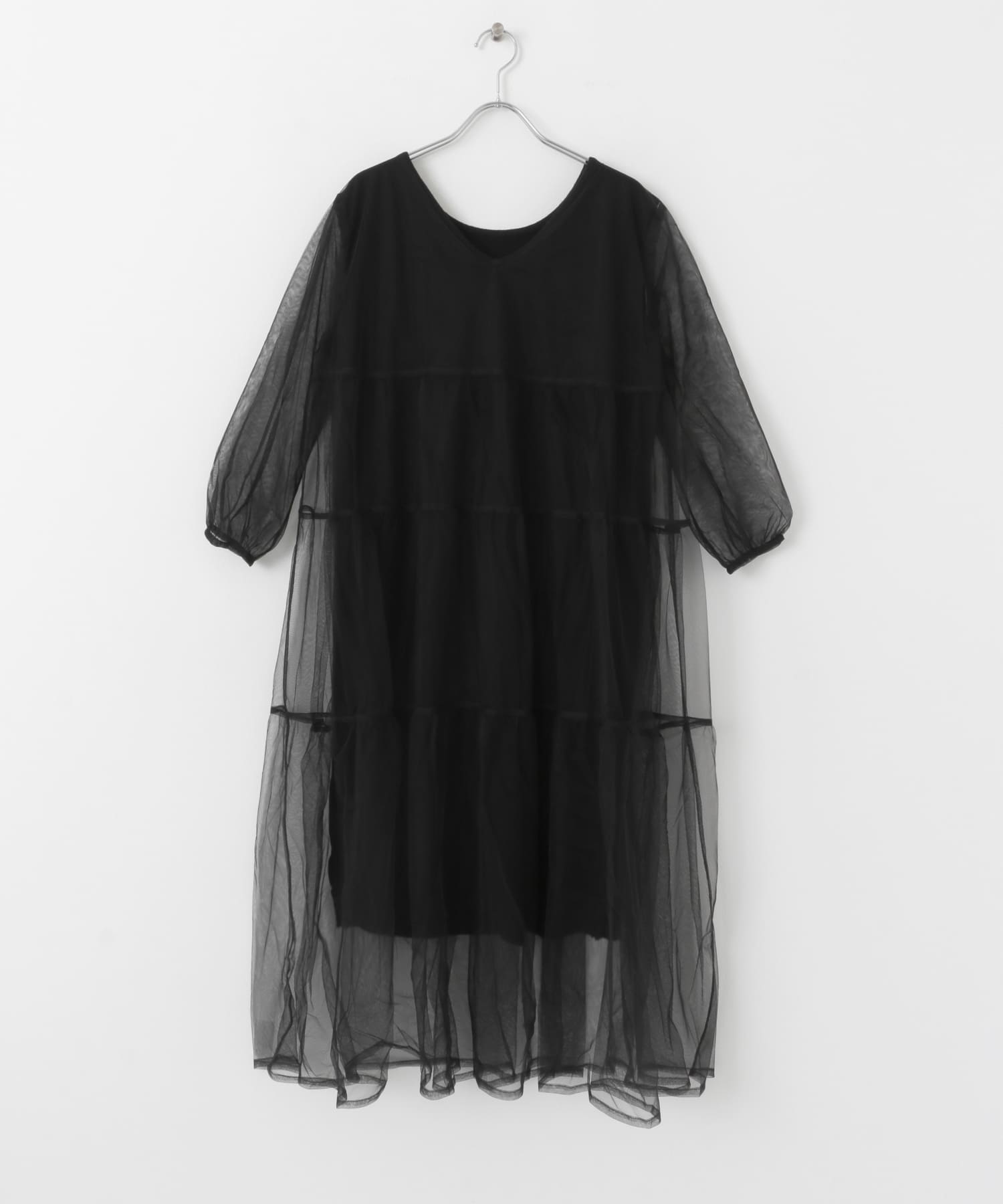 TORRAZZO DONNA ニット×オーガンジーリバーシブルワンピース