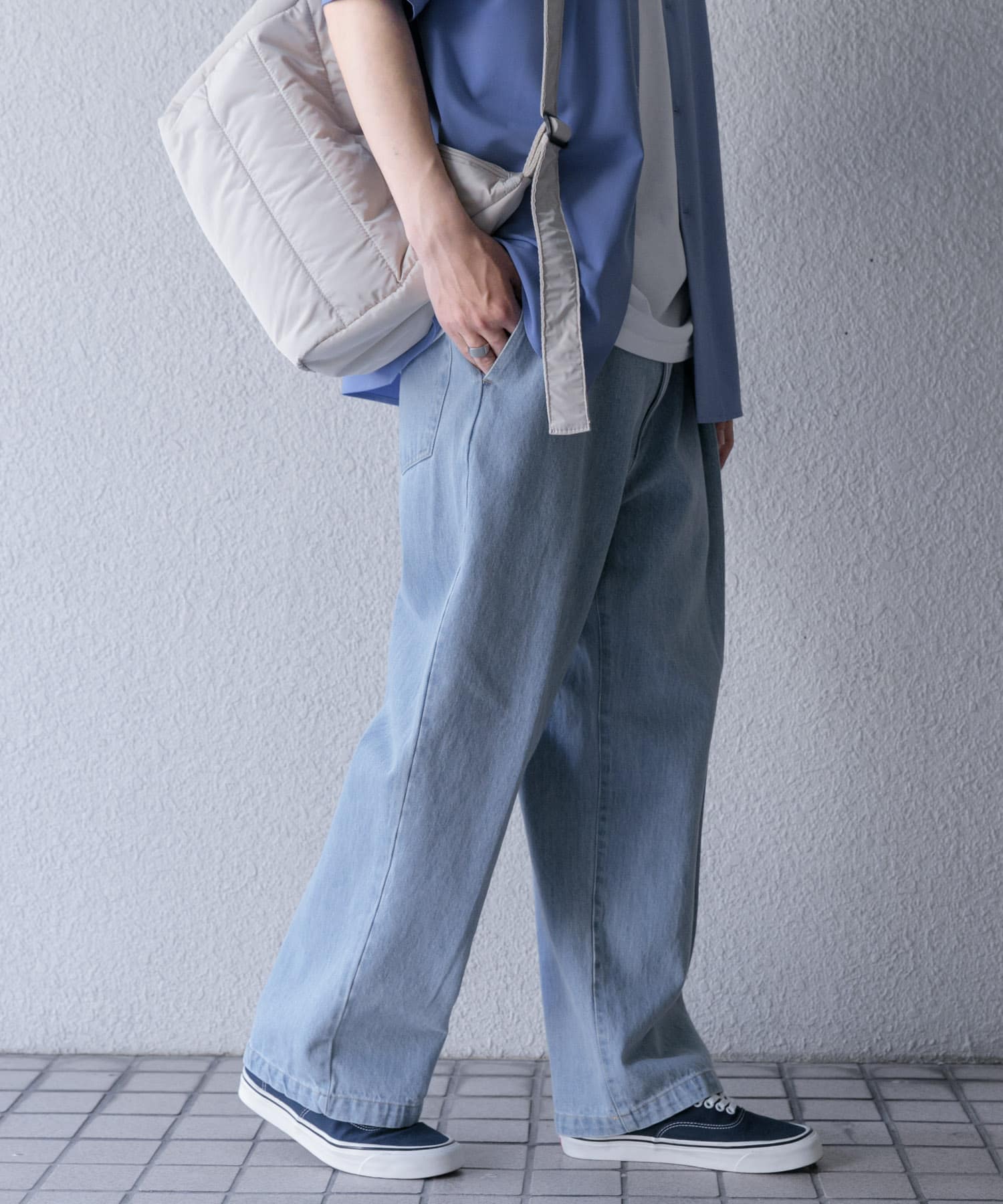 デニムインタックワイドテーパードパンツ[AA45-14S109]｜URBAN