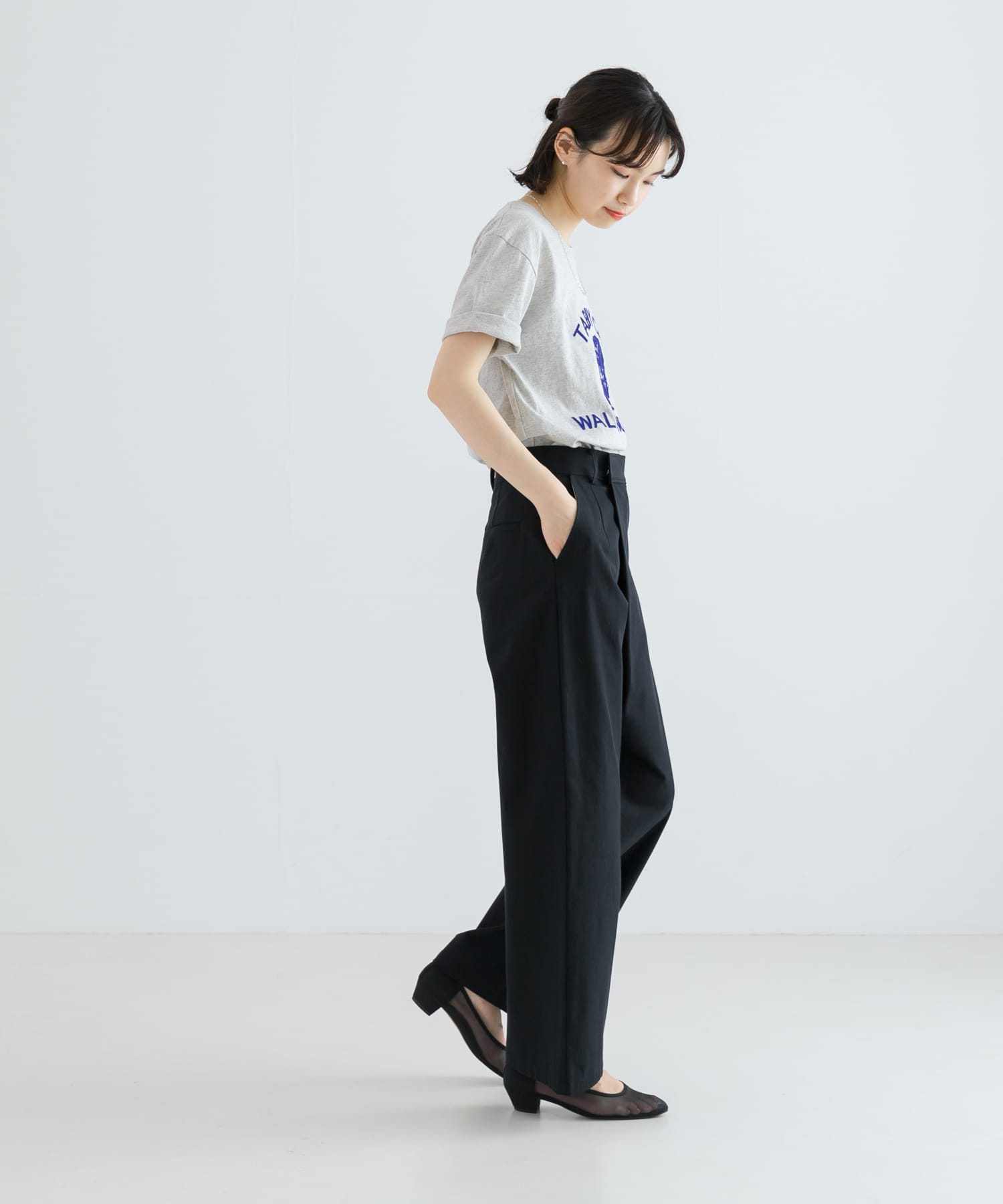 綿ナイロンツイルラップワイドパンツ[UR45-24F013]｜URBAN