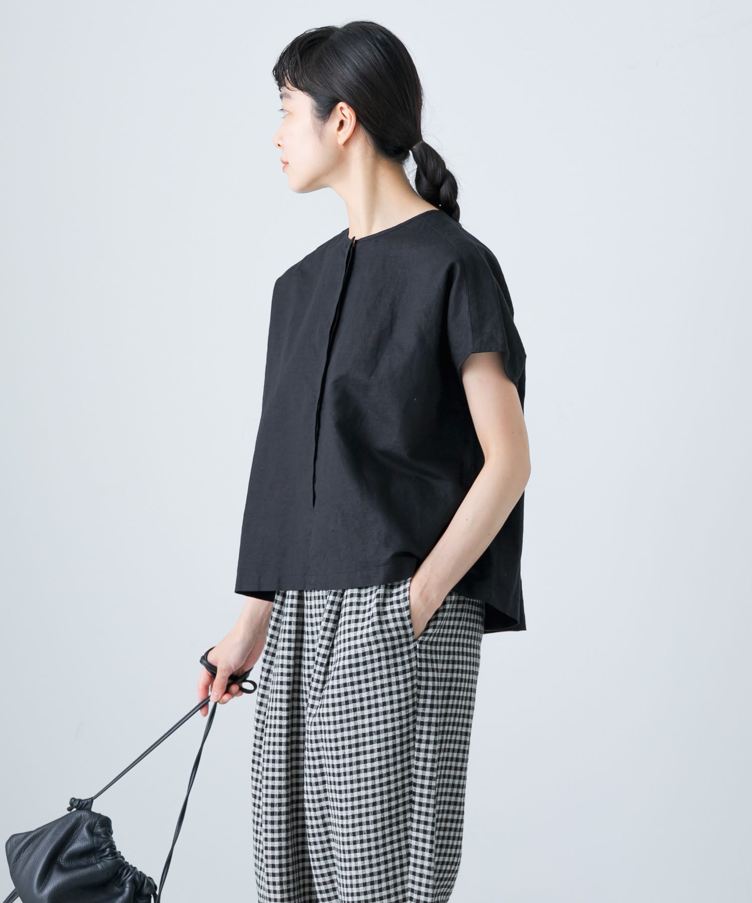 かぐれ kagure コットン リネン ビッグ シャツ バンドカラー 23AW