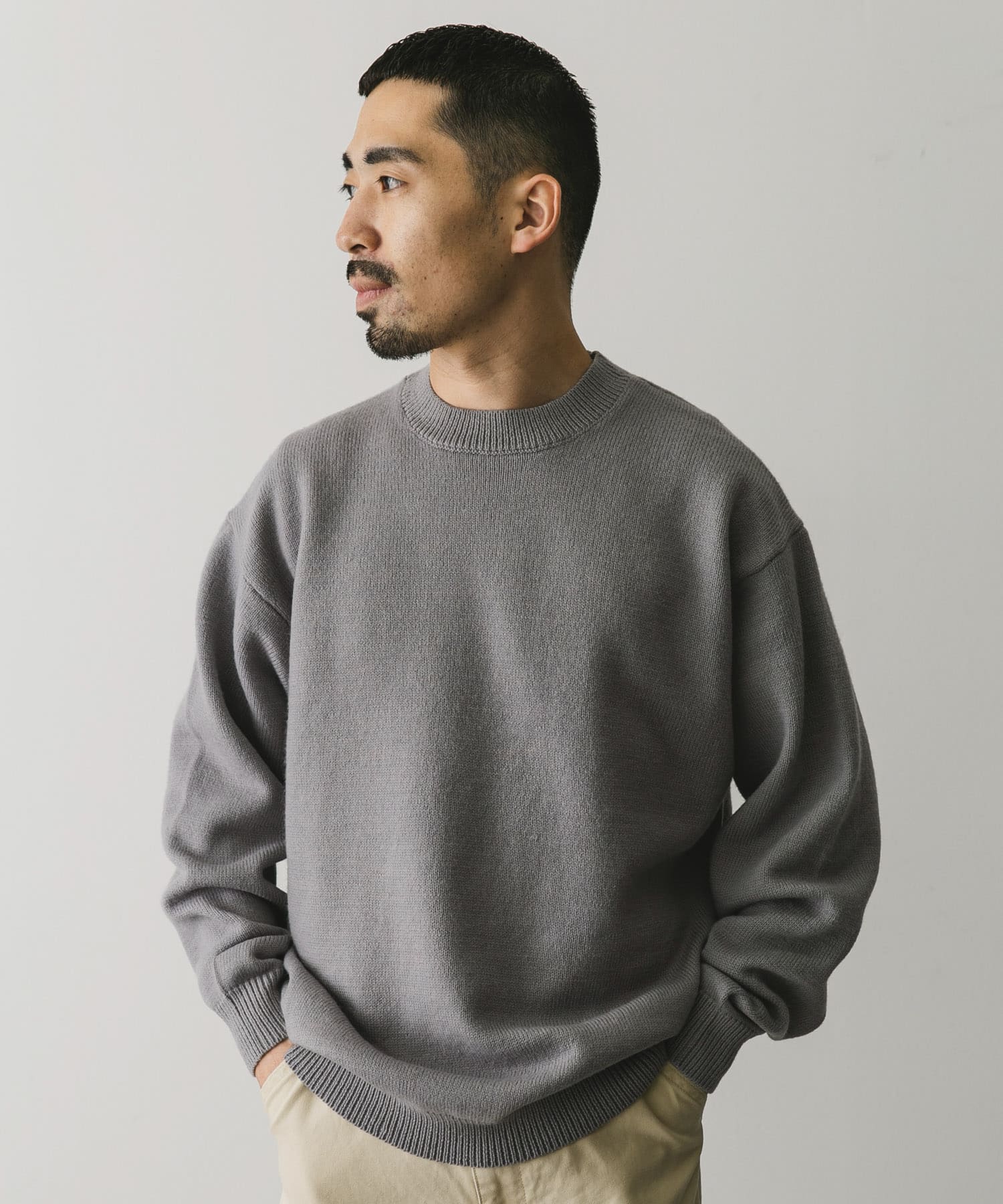 XLサイズ/WEB限定』チュニジアウール クルーネック ニット[DR47
