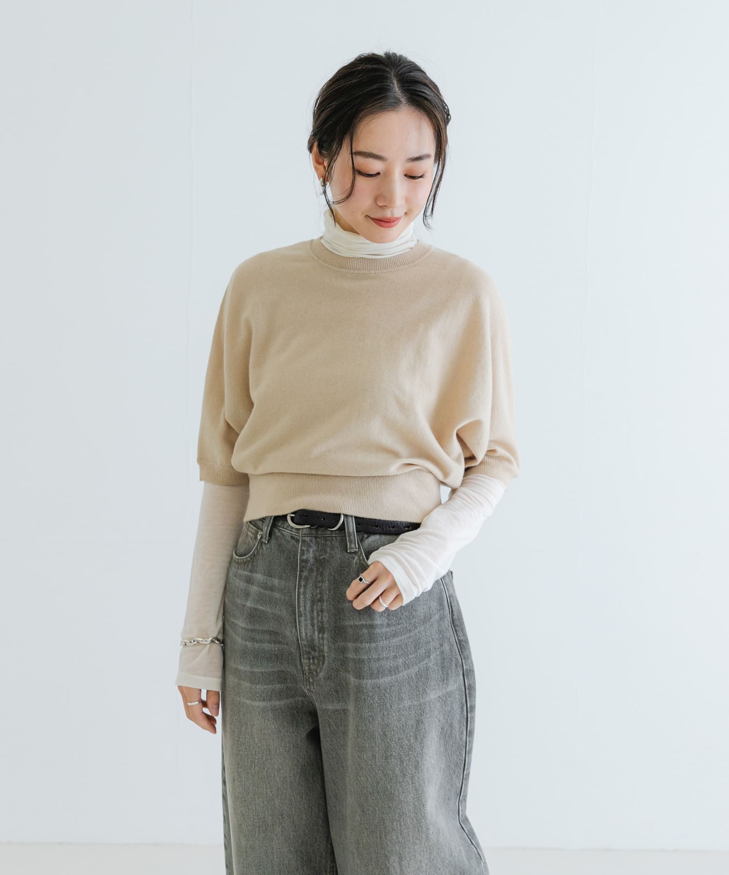 ウールハーフスリーブドルマンニット[UR47-22T023]｜URBAN
