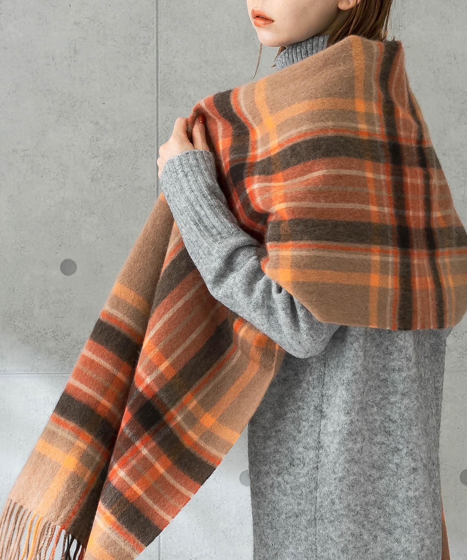 新品 アーバンリサーチ マフラー チェック ストール カシミヤ タグ付き-