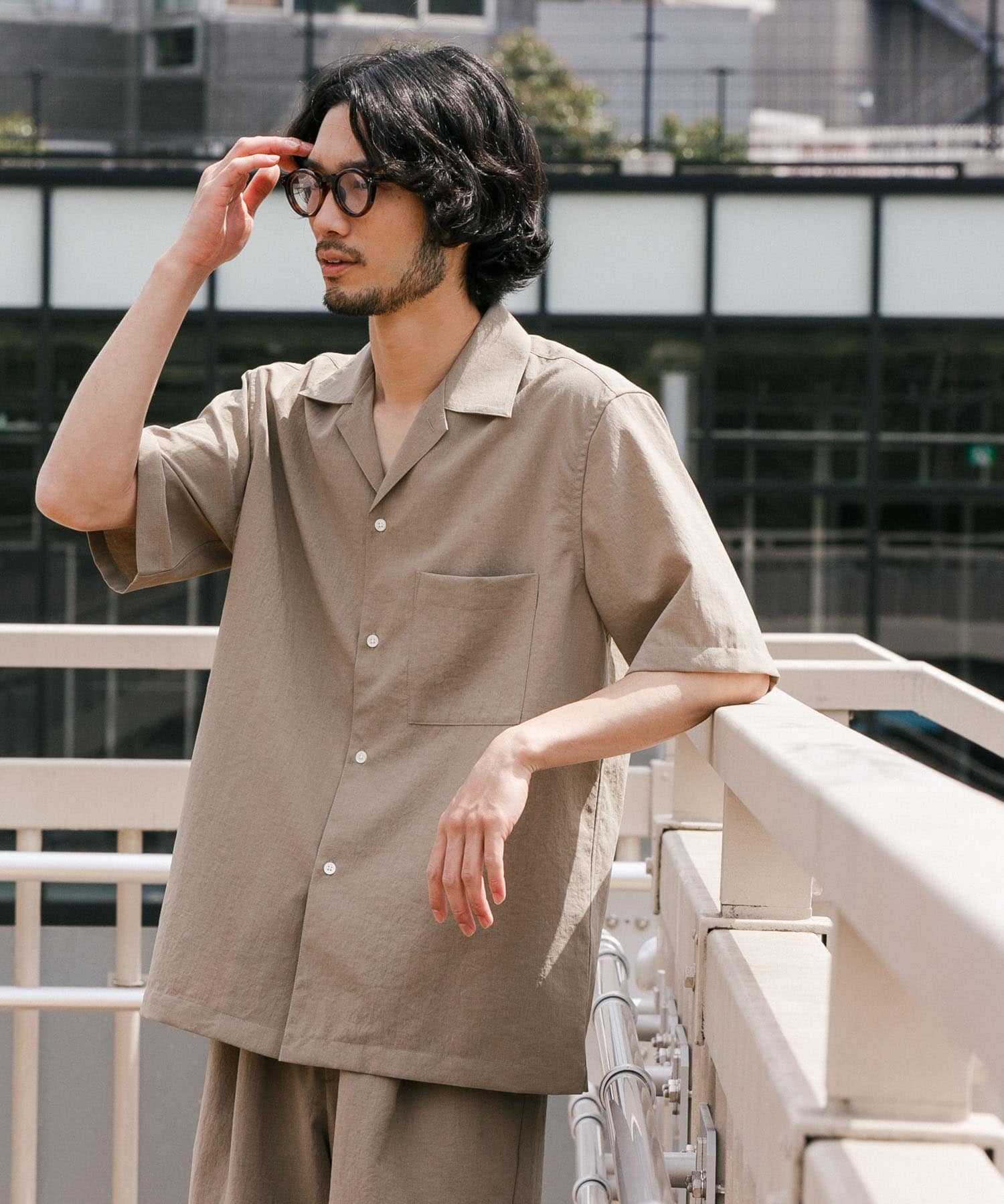 Graphpaper / Silk open-neckd shirt