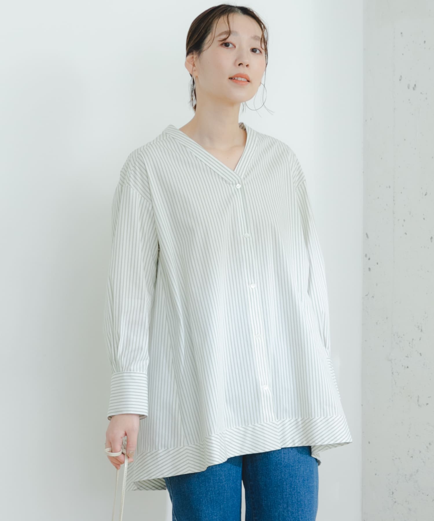 F by ROSSO ランダムストライプチュニックシャツ[RA34-23Y402]｜URBAN 