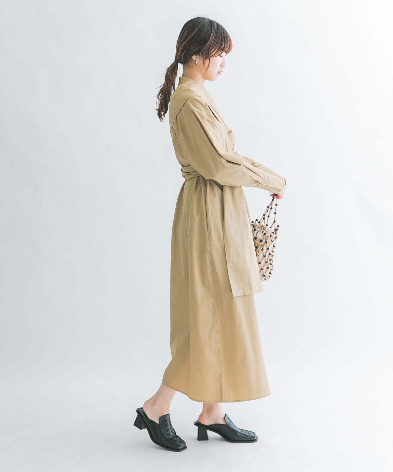 ストライプデザインシャツワンピース