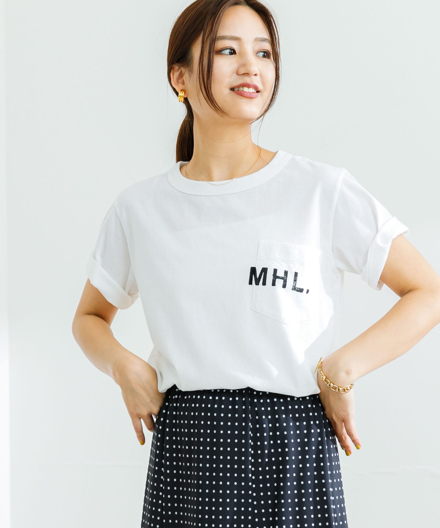 MHL マーガレットハウエル 製品染め 半袖 ワンピース 2 ブラック