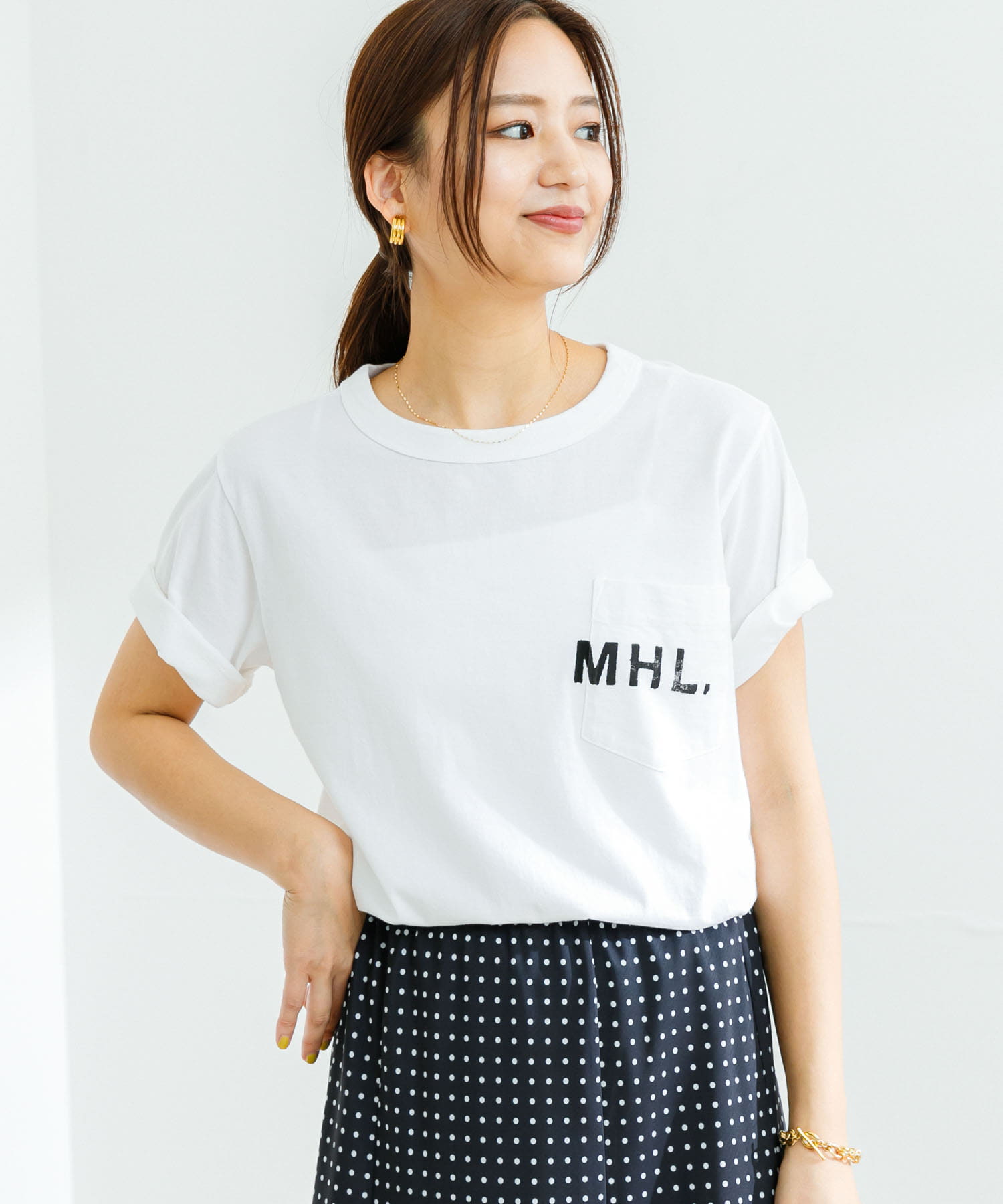 Sサイズ/XLサイズあり』MHL. PRINTED COTTON JERSEY[596-3166512UM35