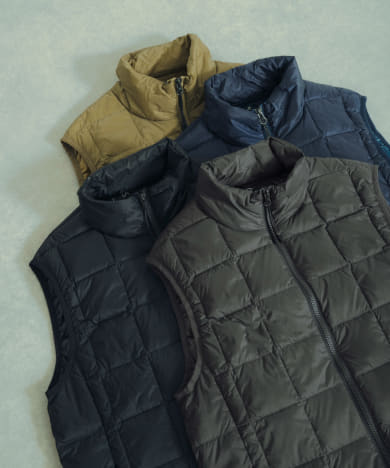 TAION　HI NECK W-ZIP DOWN VEST