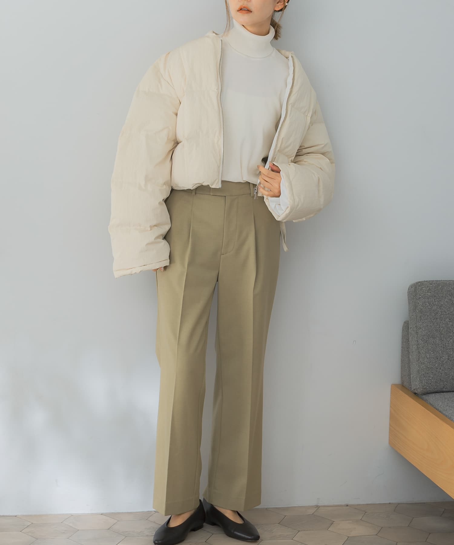 le(ル) quilting down cropped jacket