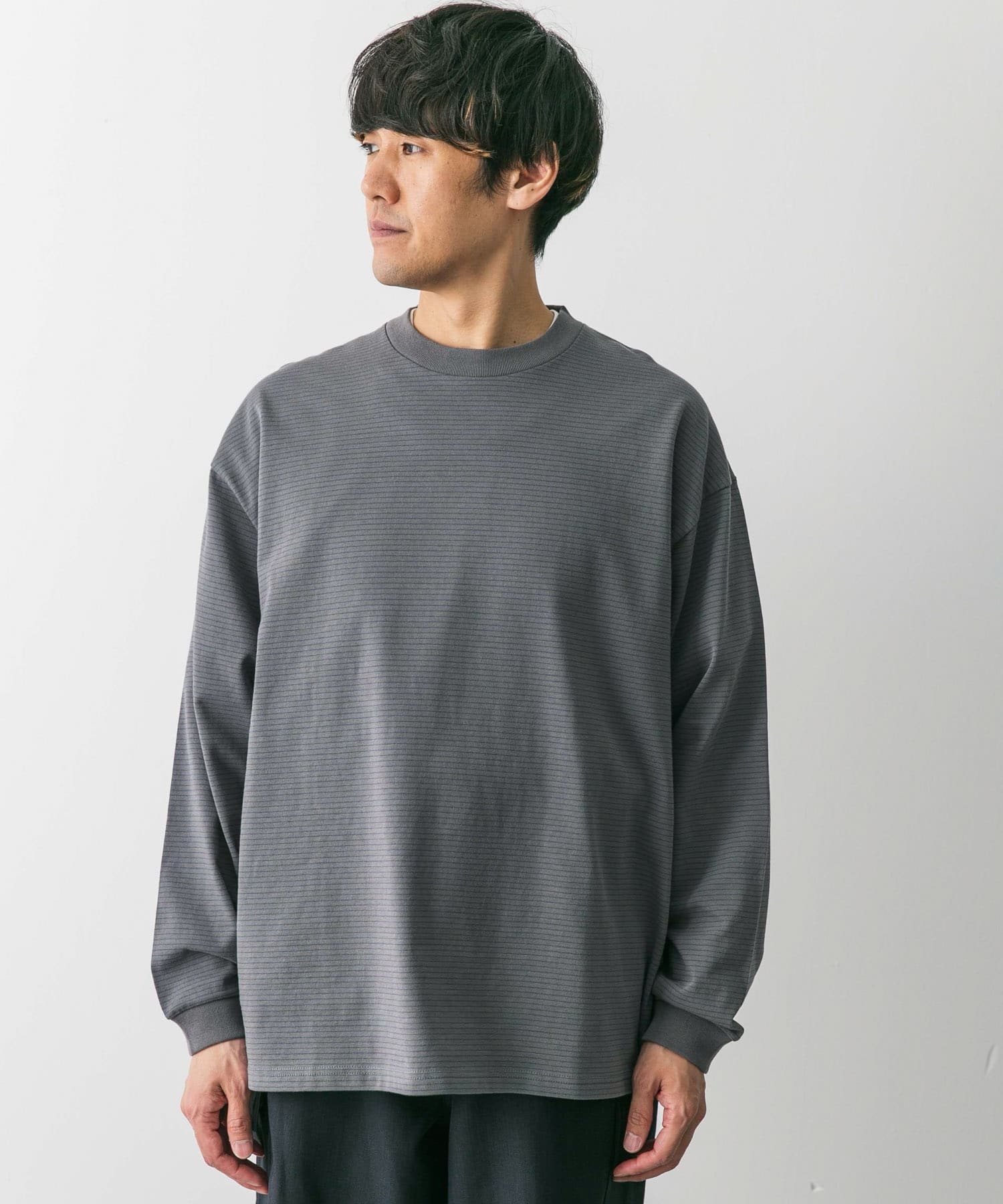 楽天市場】オーバーサイズ ボーダー クロップド丈 ロングTシャツ