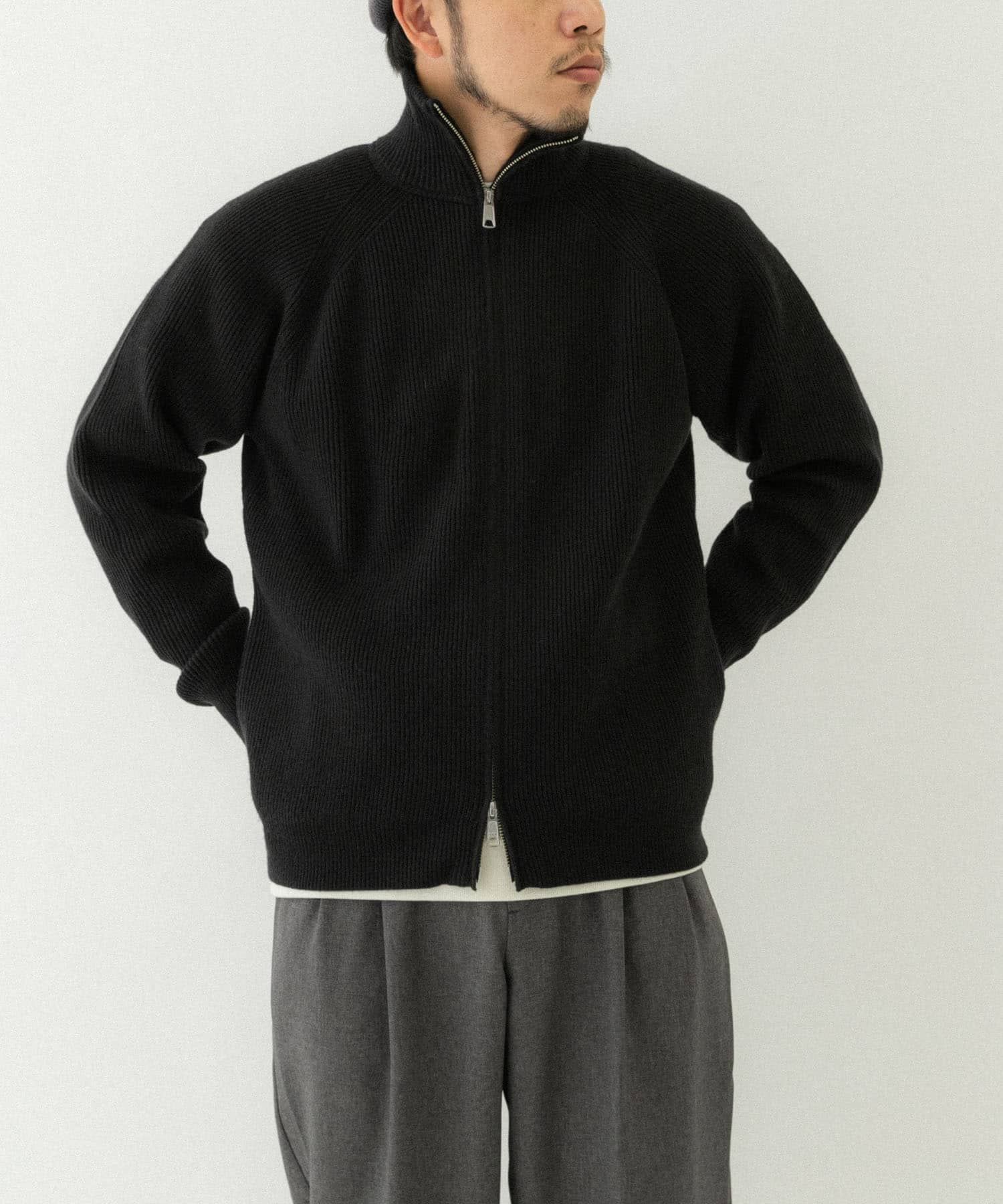 【SERACE】2way loose zip drivers knit / 2wayルーズジップドライバーズニット