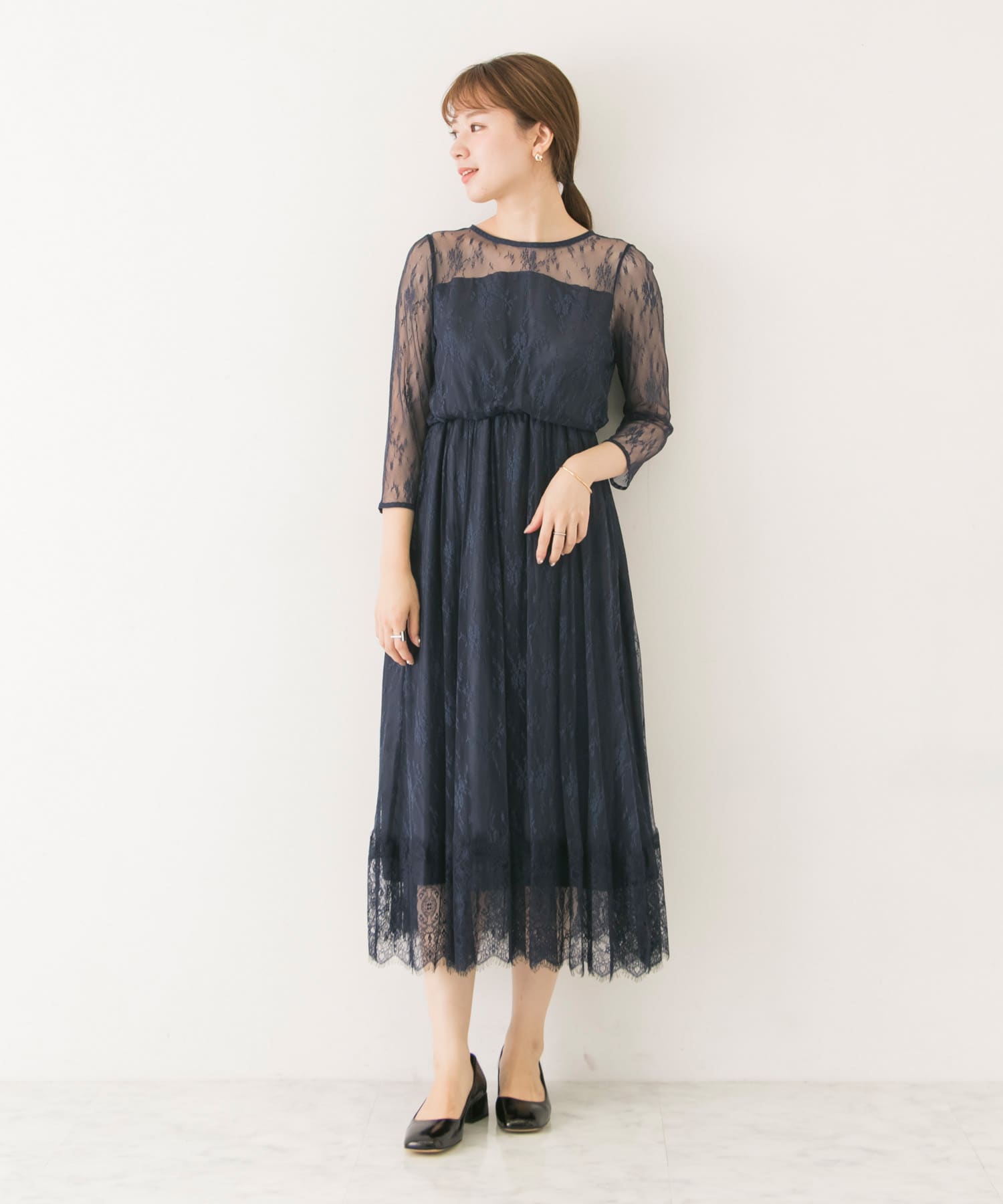 一部WEB限定カラー】LA MAISON 総レースロングワンピース[LA185048 ...