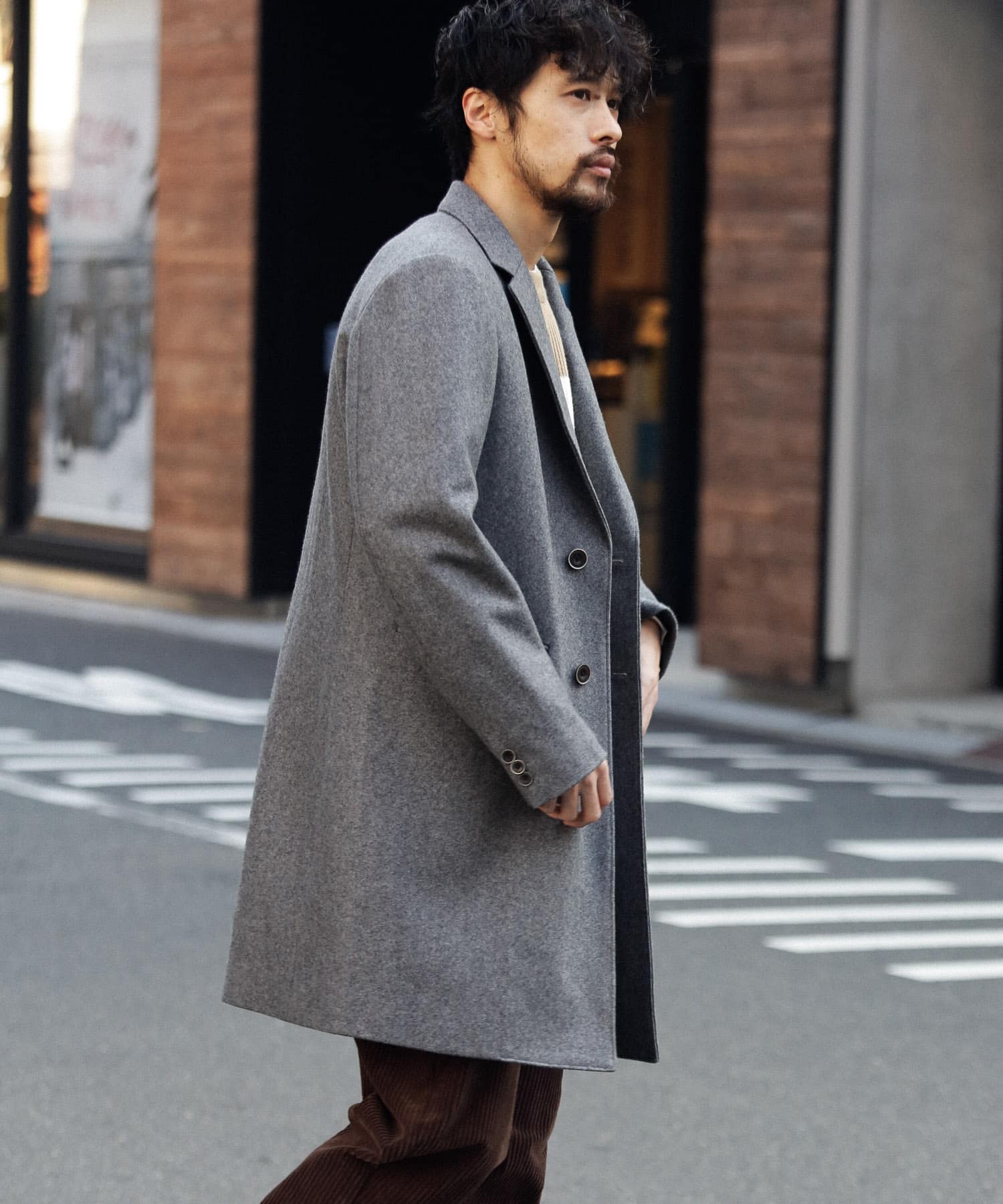 海外販売× 【名作】SUNSEA サンシー カットオフメルトンコート ダーク