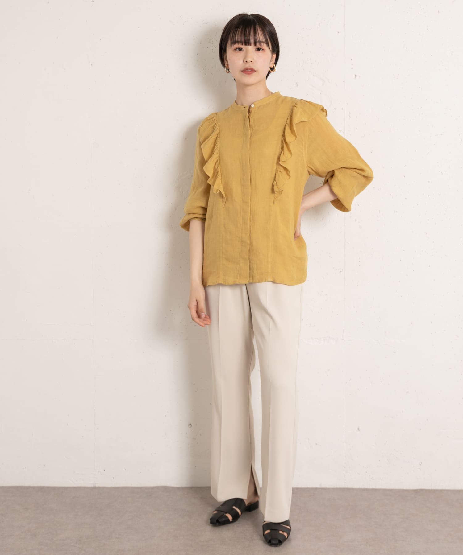 Audrey and John Wad S/C Frill Gather SHIRTS[H8106-UL23n]｜URBAN 