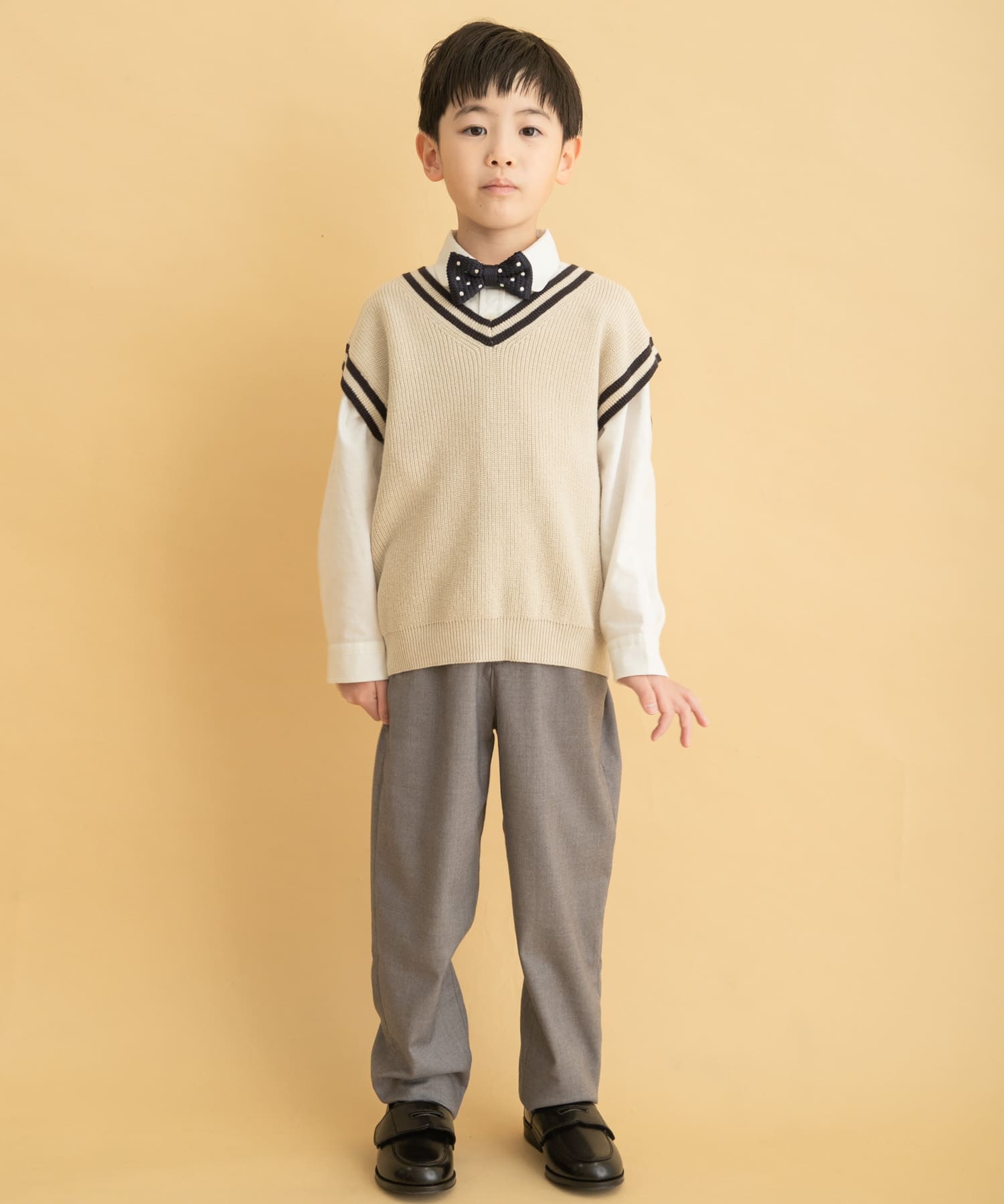 親子リンク』Vネック片畦ニットベスト(KIDS)[DR34-32B309 親子リンク』Vネック片畦ニットベスト(KIDS)[DR34-32B309