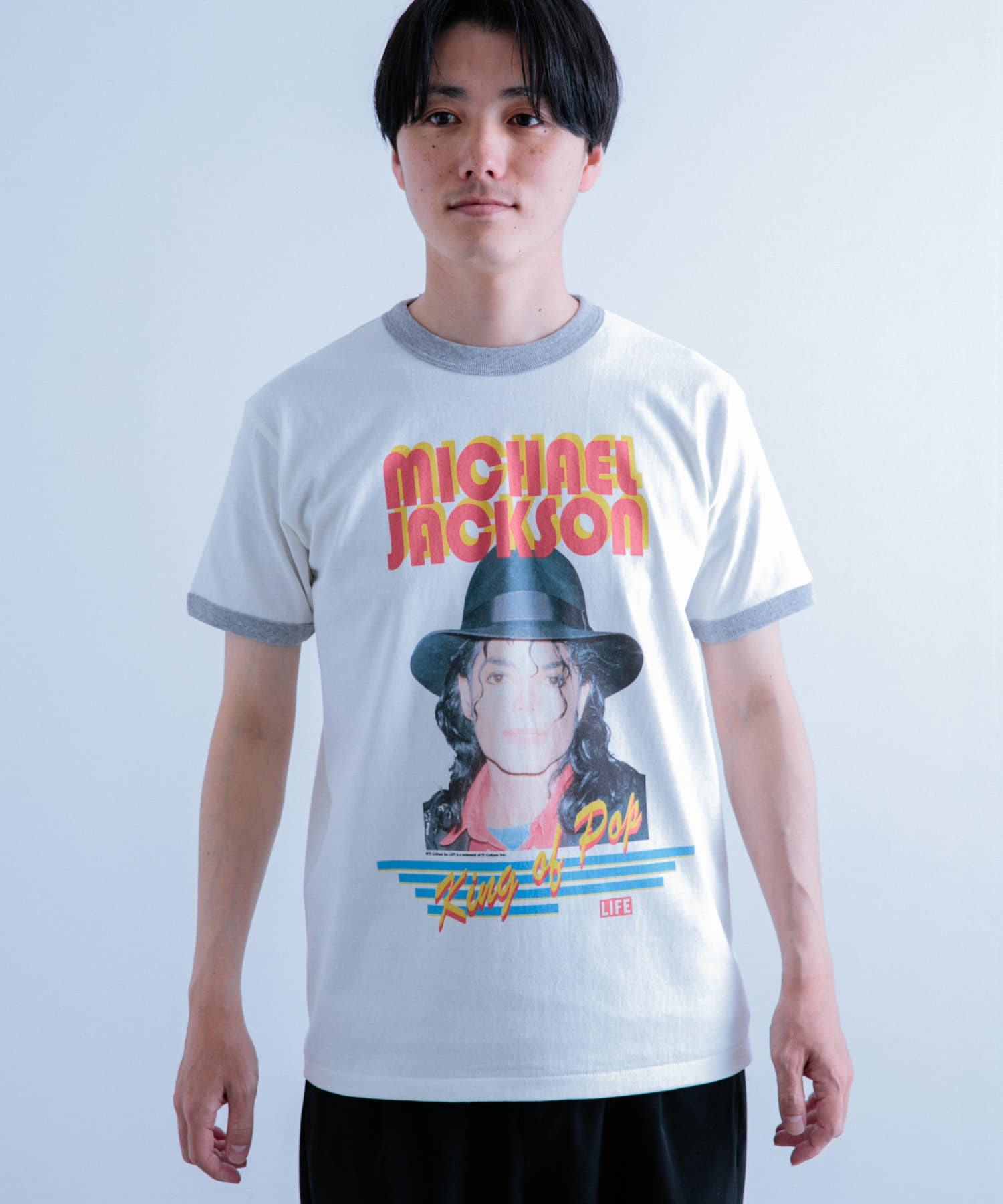 別注』SCREEN STARS×ITEMS プリントリンガーTシャツ M.Jackson[IT35
