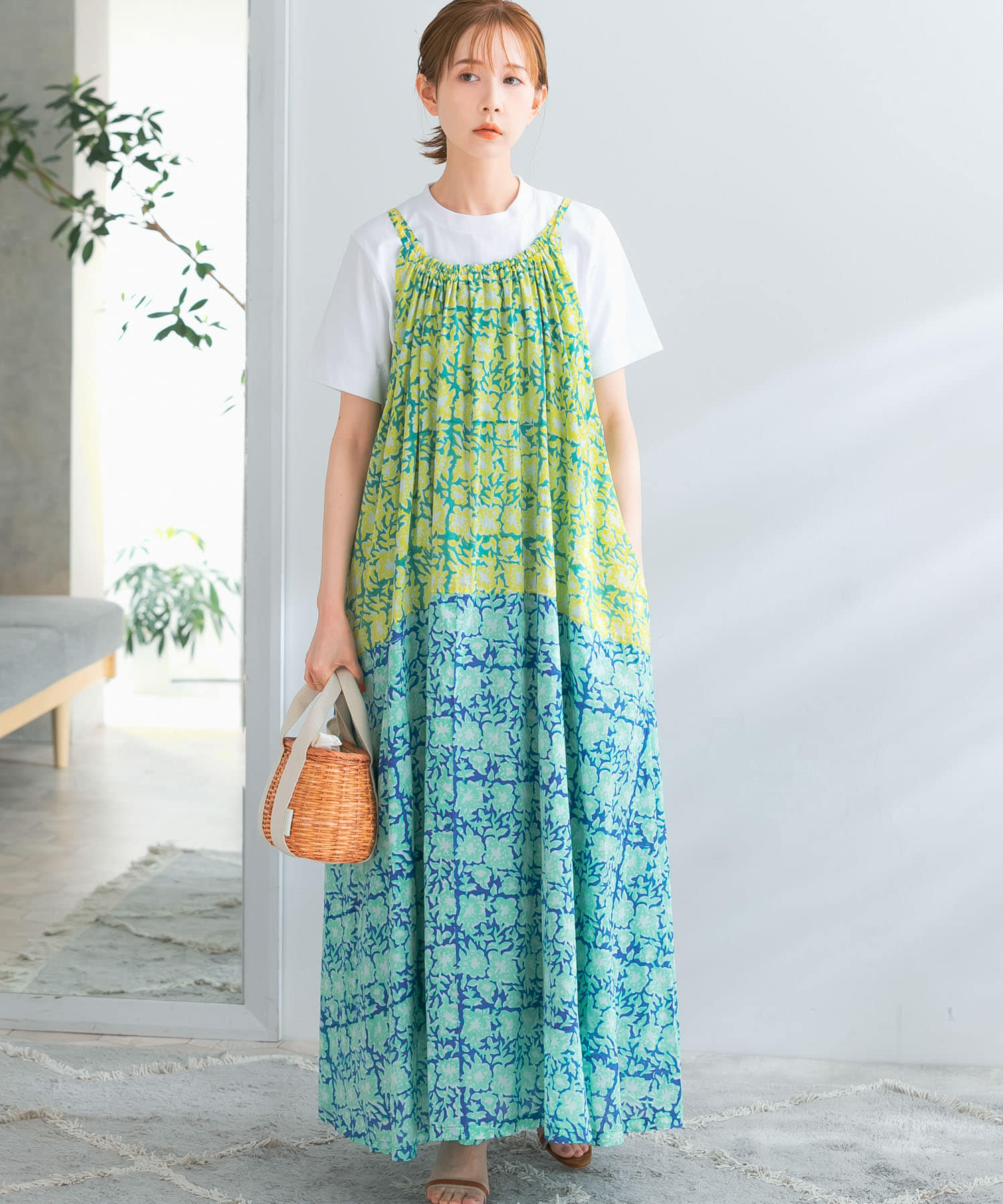 sara mallika BLOCKFLOWERPRTCAMIDRESS[020531SK1-RL35]｜URBAN 