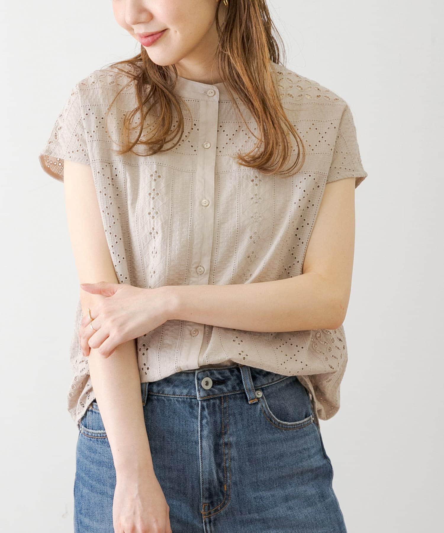 バンドカラーコットンレースシャツ[LA35-23R005]｜URBAN RESEARCH公式