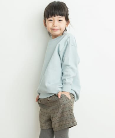裏毛クルーネック切替スウェット(KIDS)
