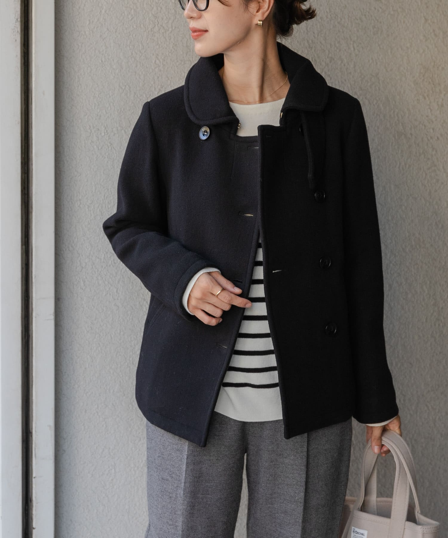 URBAN RESEARCH DOORS ショールカラー2wayショートコート