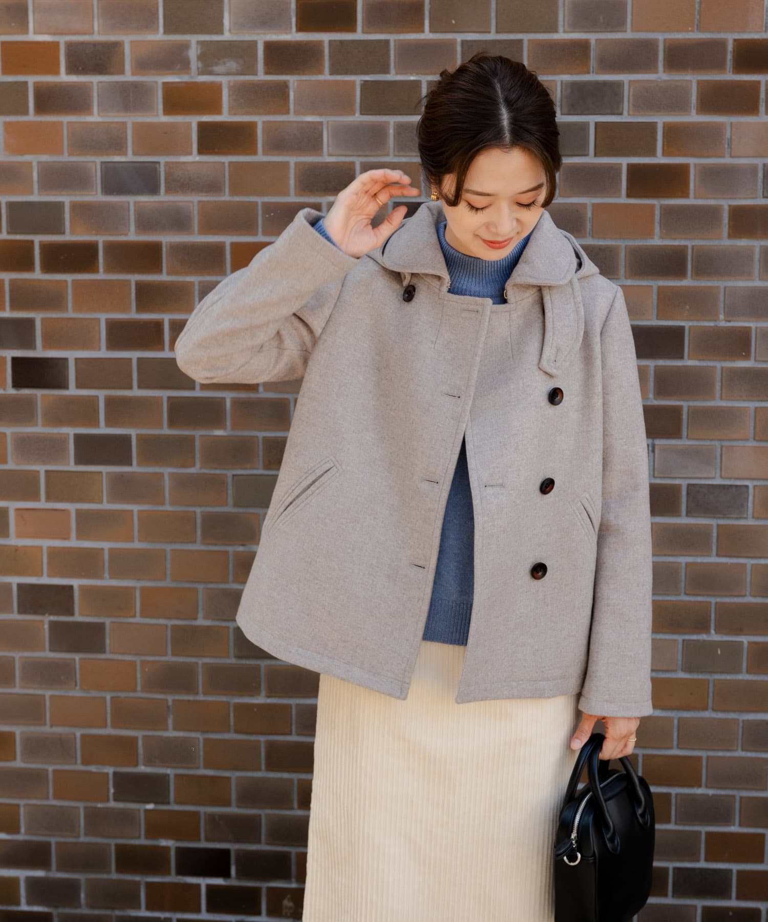 URBAN RESEARCH DOORS ショールカラー2wayショートコート