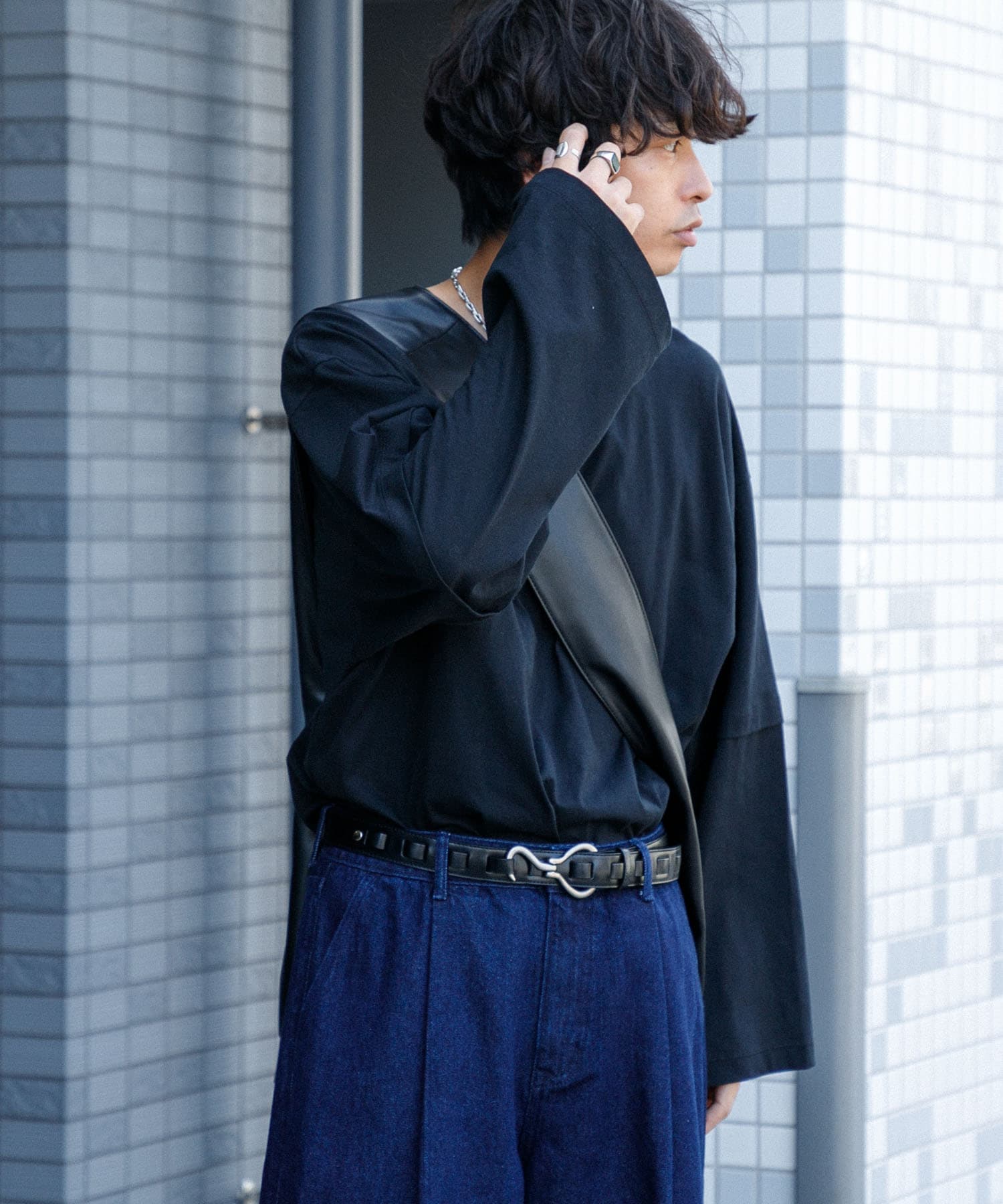 わたべ×SOP』オーバーサイズフェイクレイヤードロングTシャツ[AA36 