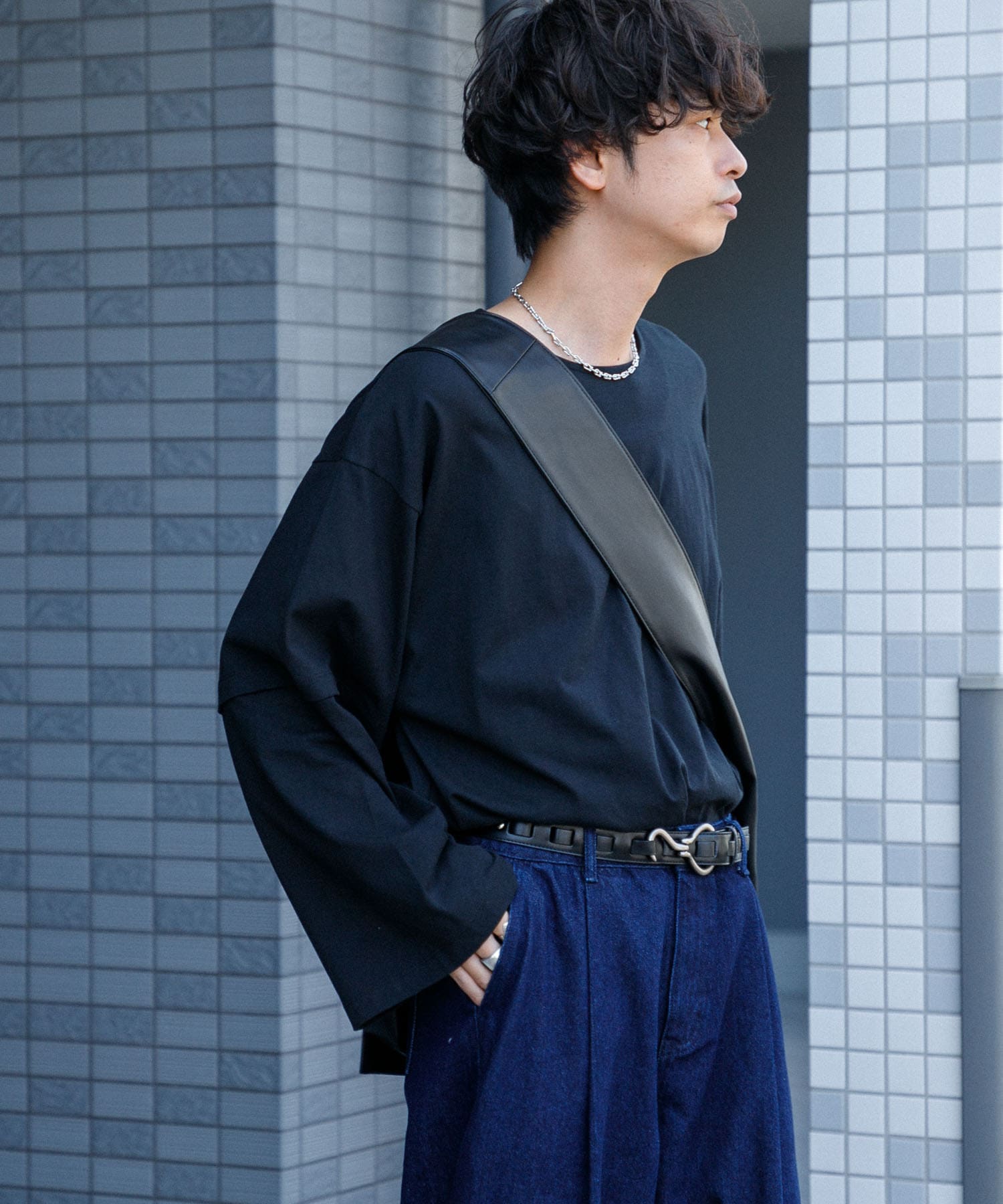 わたべ×SOP』オーバーサイズフェイクレイヤードロングTシャツ[AA36 