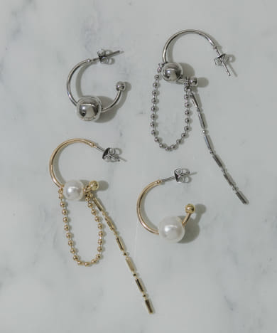 チェーンコンビアシンメトリーピアス