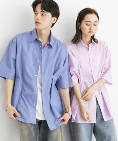 『ユニセックス』リラックスフィットレギュラーカラーショートスリーブシャツ