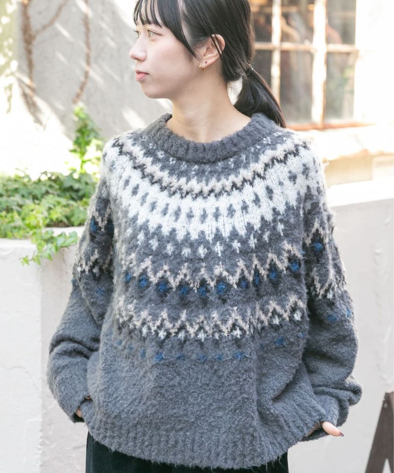 【再入荷】EKALオリジナル柄 ノルディックニットプルオーバー